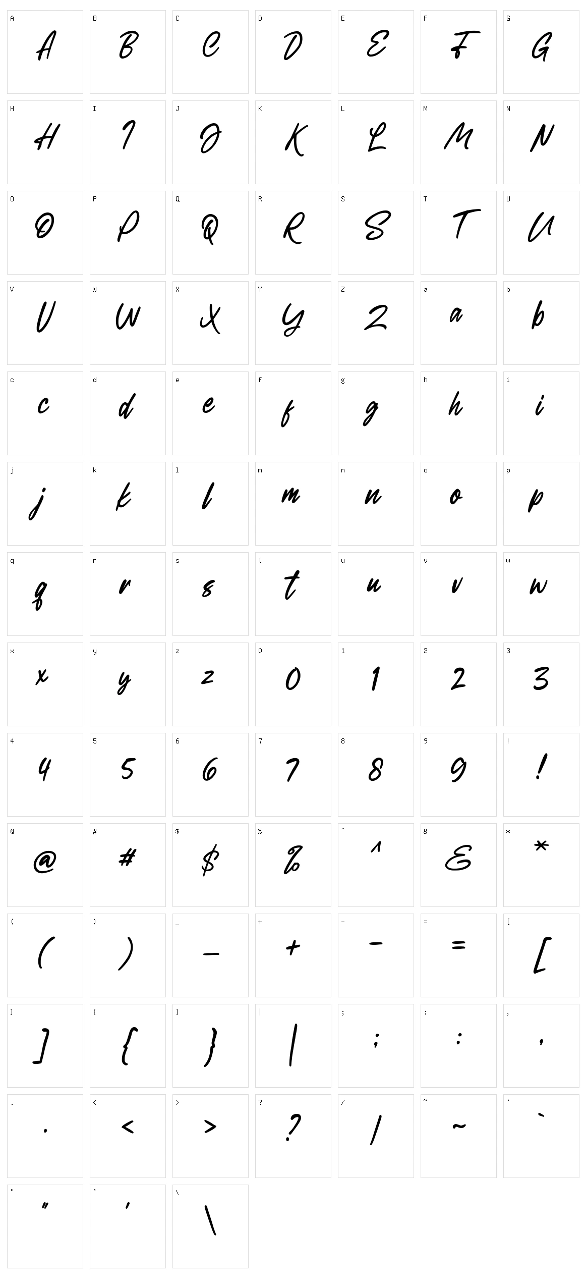 Headmista Script Character Set