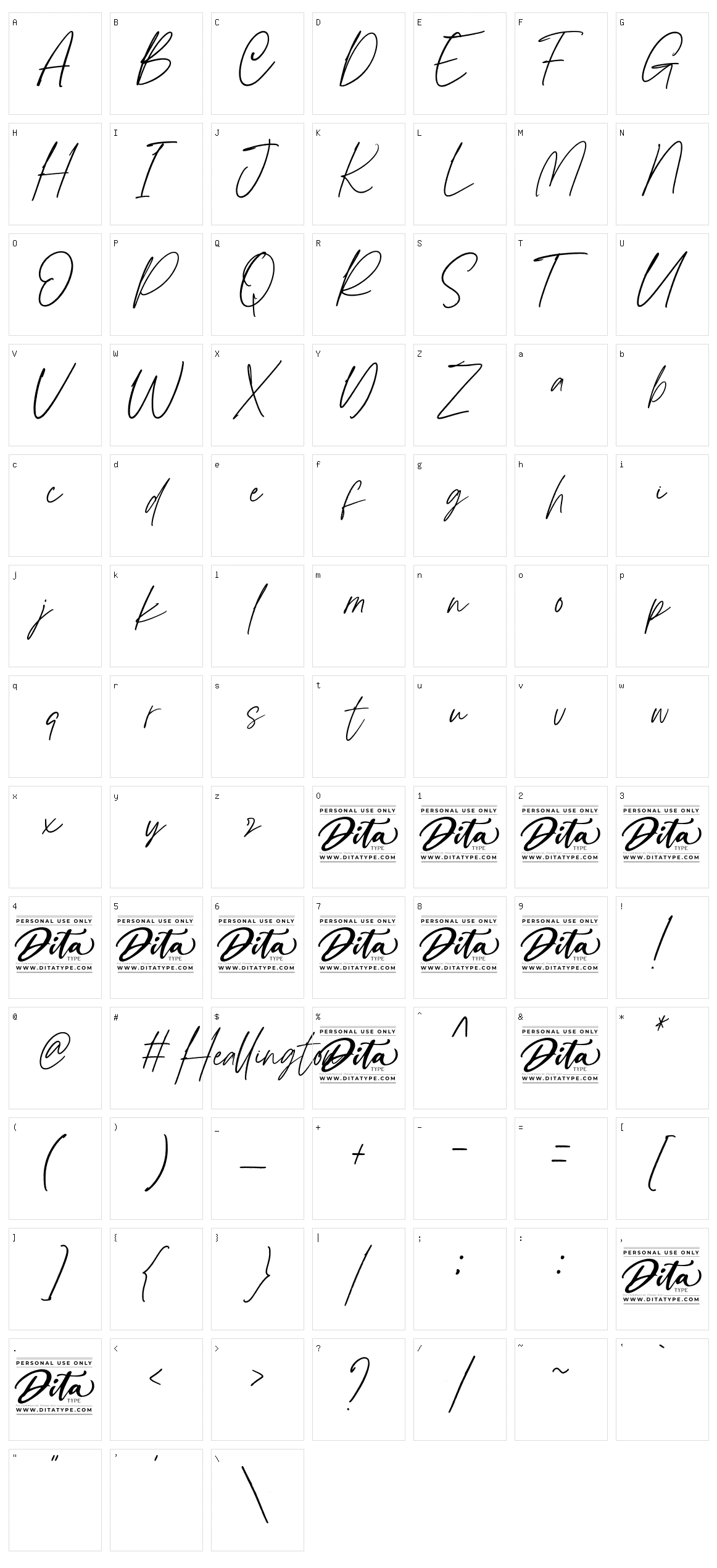 Heallington Character Set
