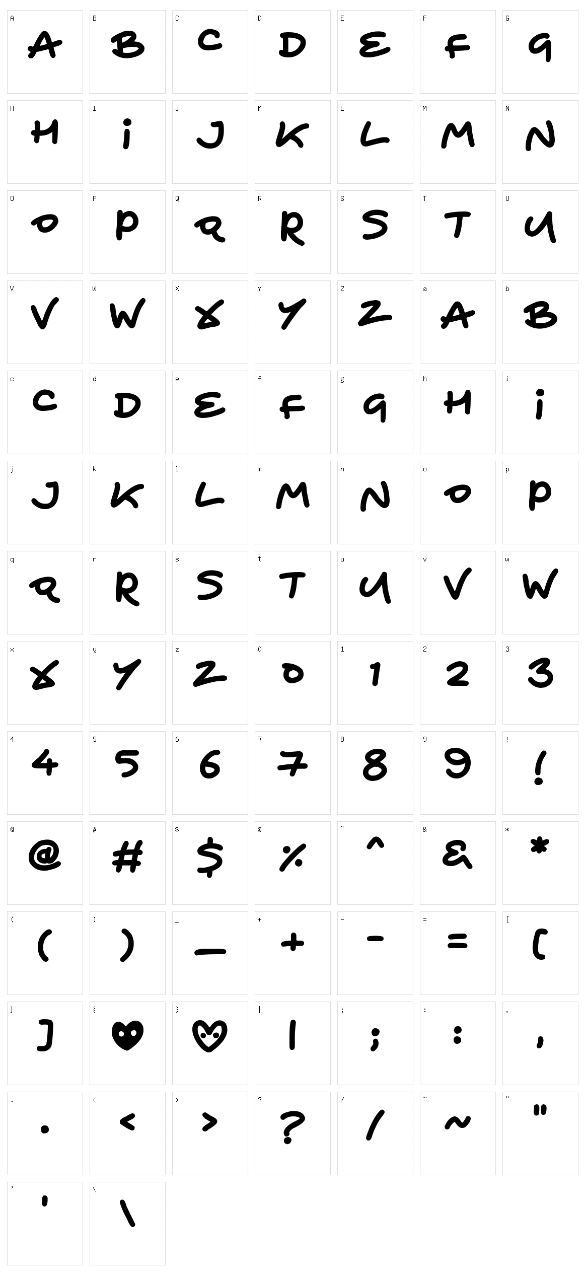 Heart To Heart Character Set
