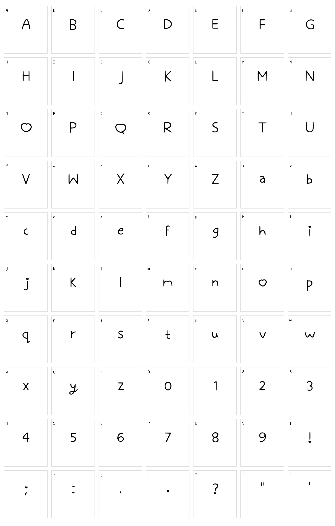 Heartfullie Character Set