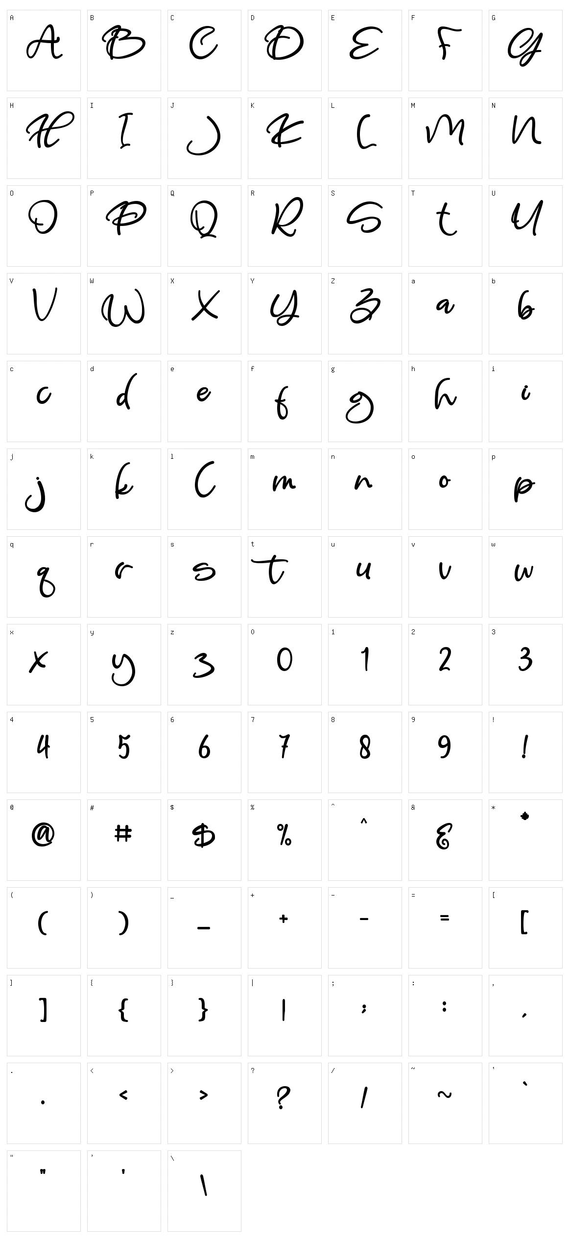 Heaster Character Set