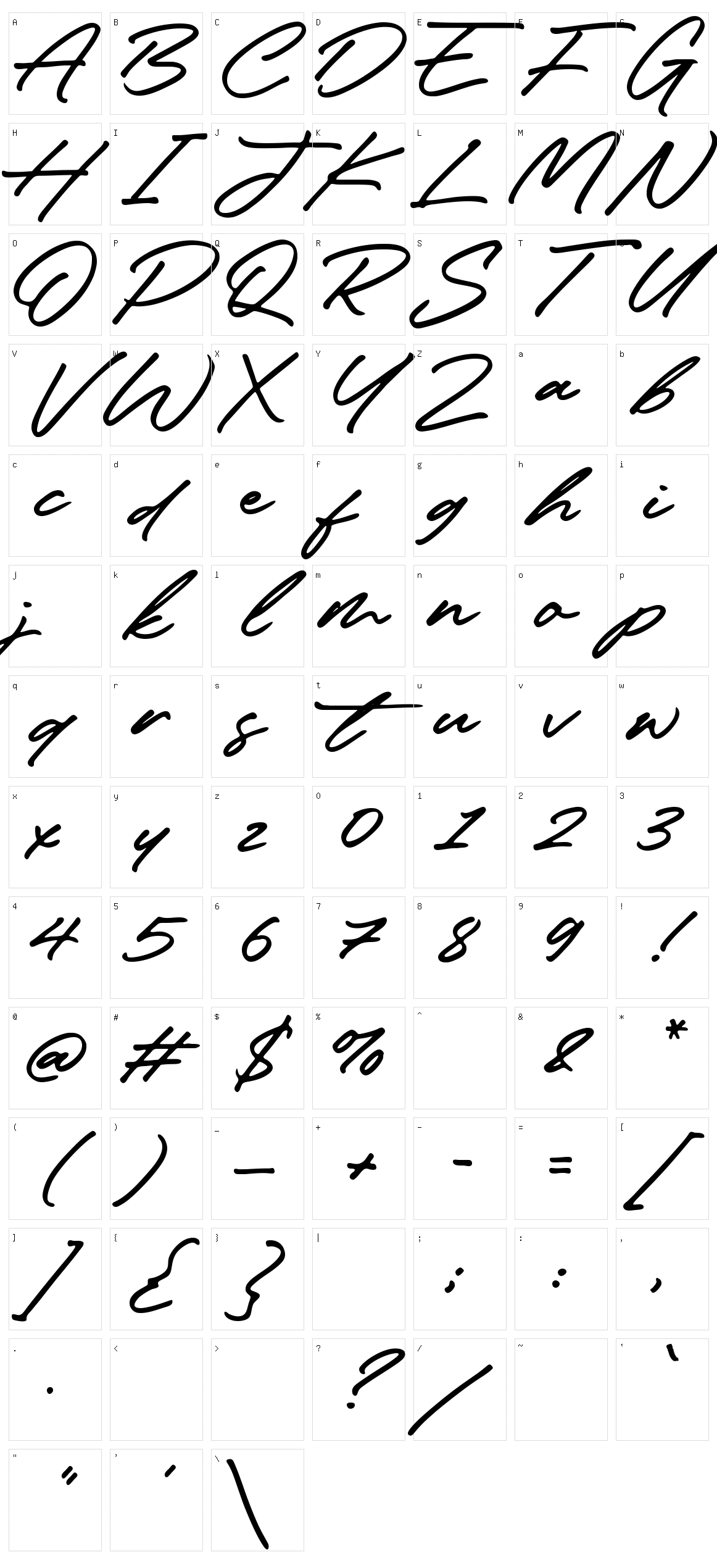 Heatwood Character Set