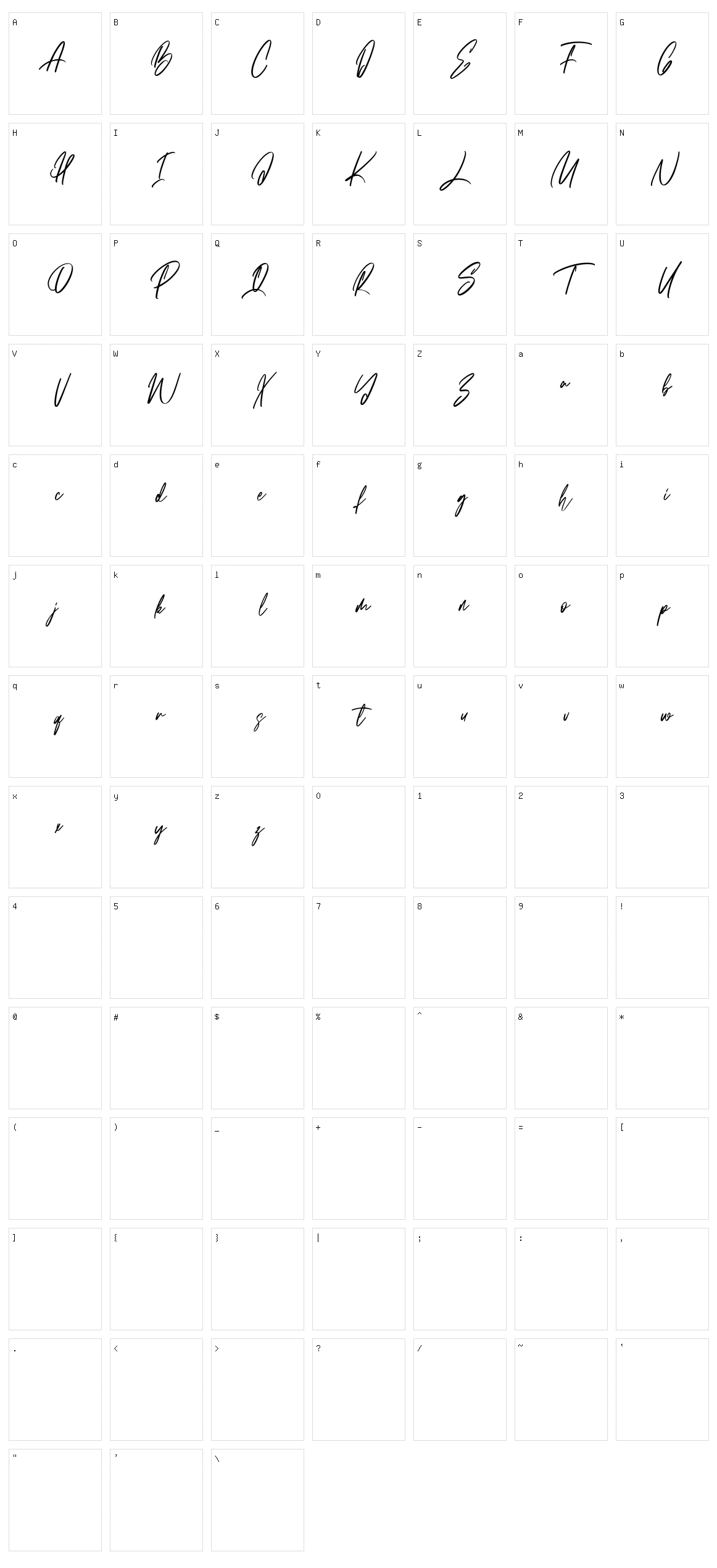 Heavenllys Character Set