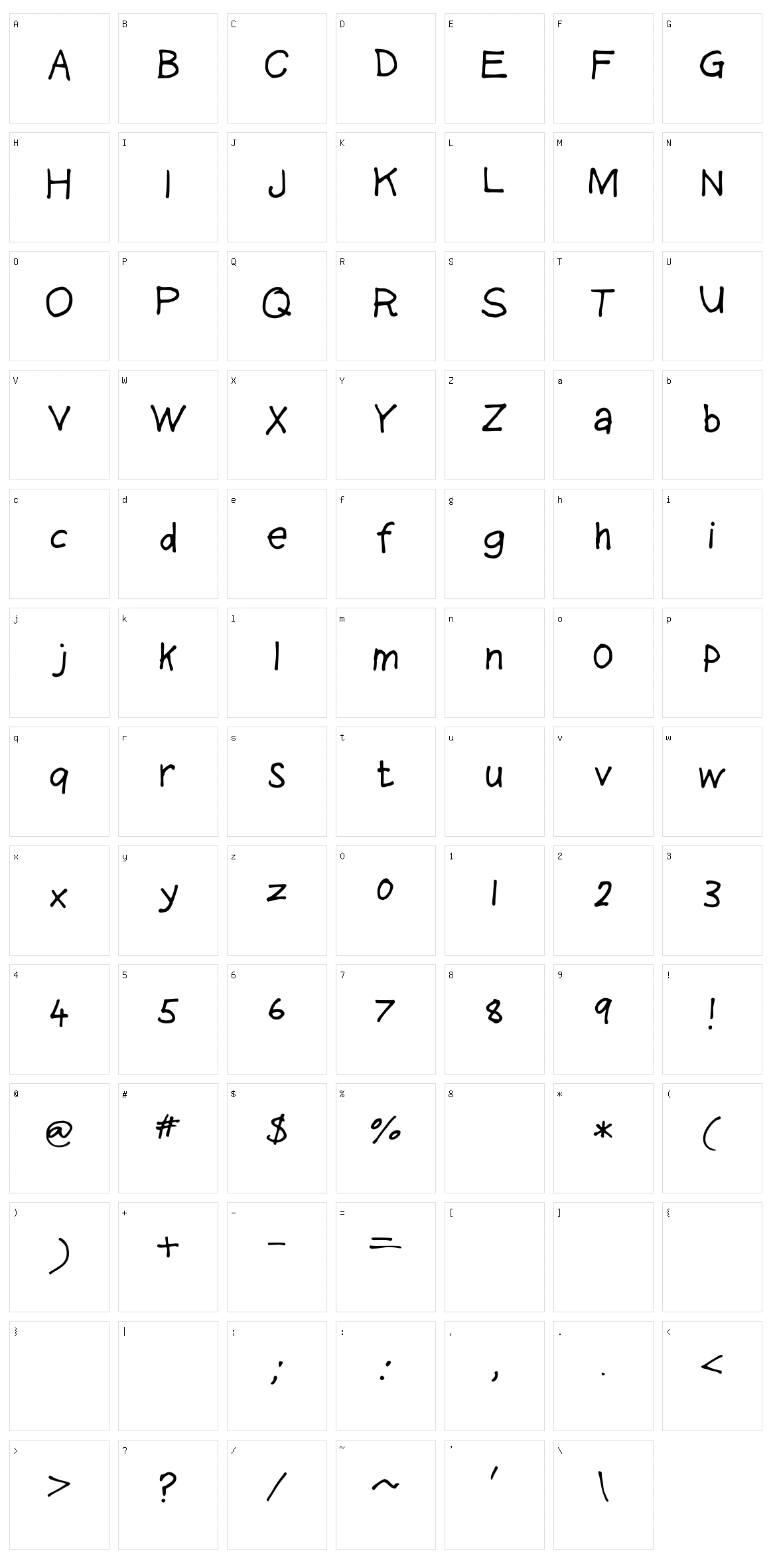Heavenvetica Character Set