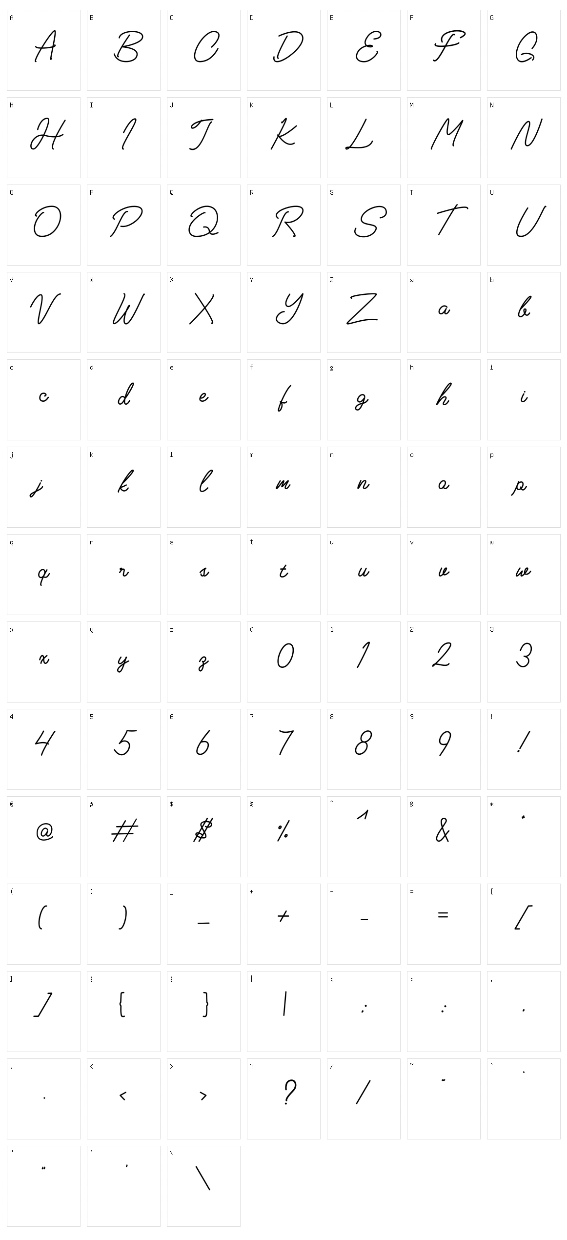 Heima Character Set