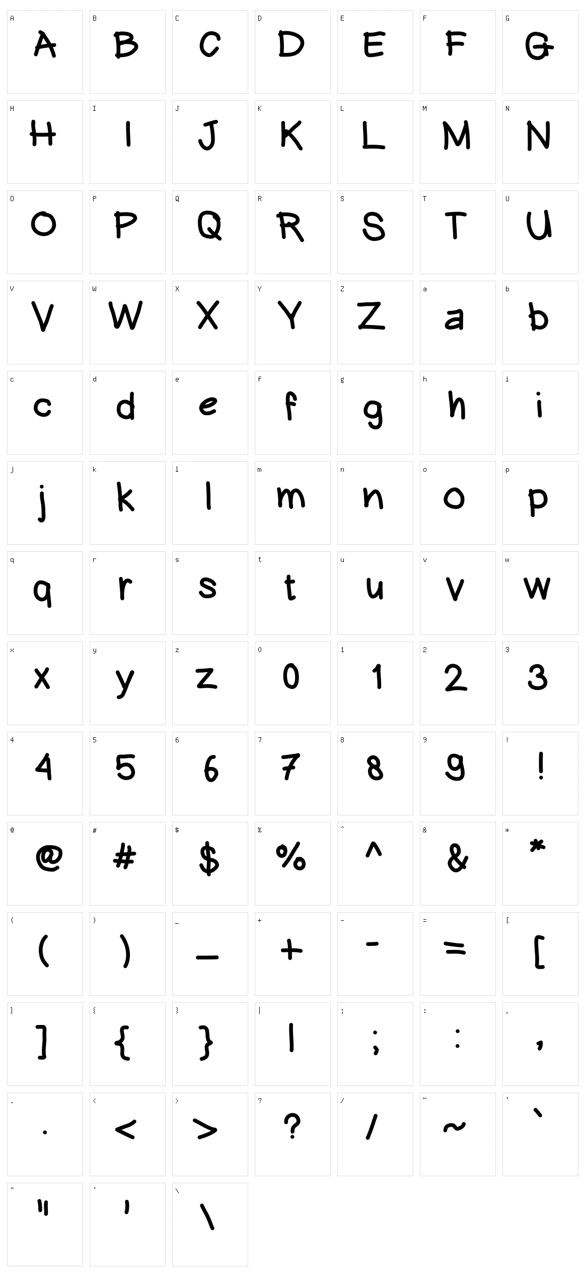 Hein Writing Character Set