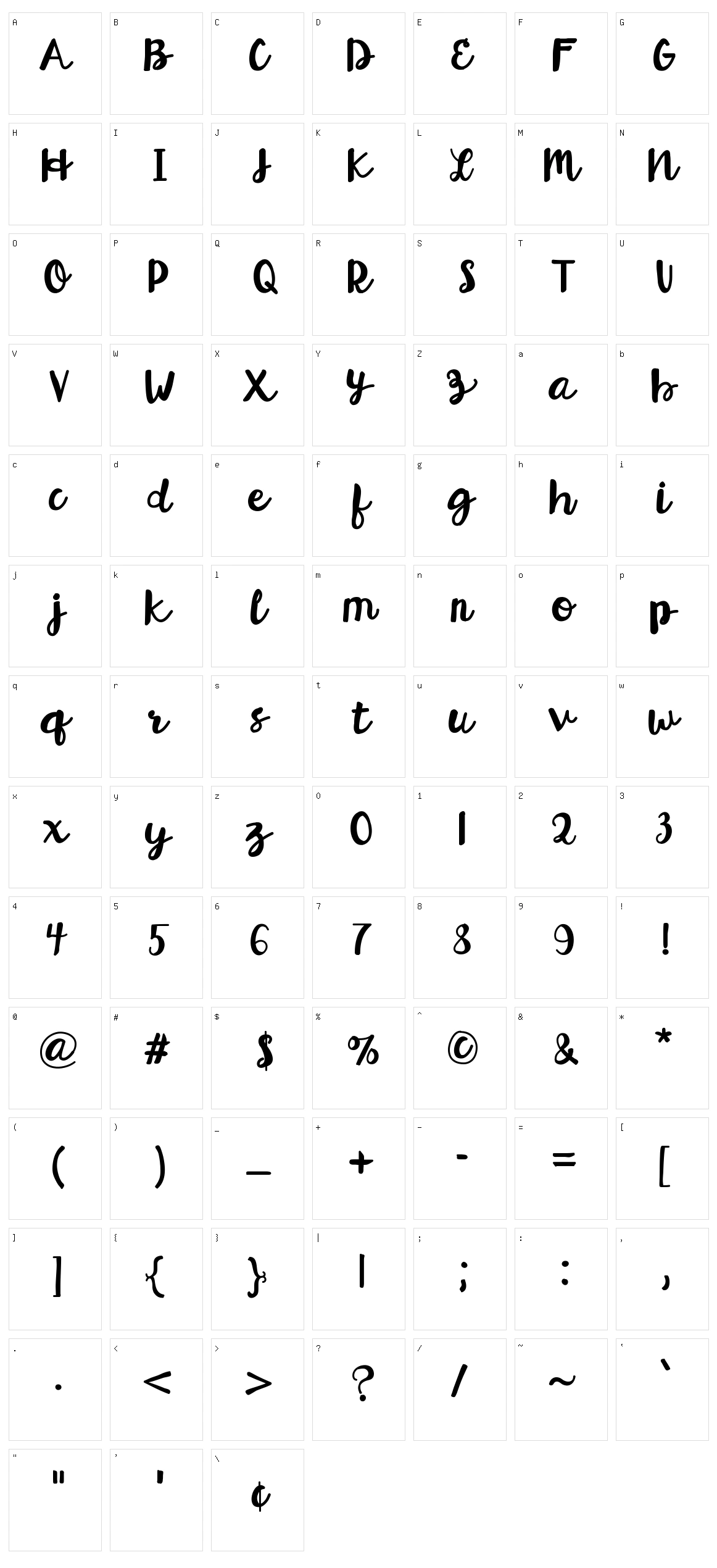 Hello Esli Script Character Set