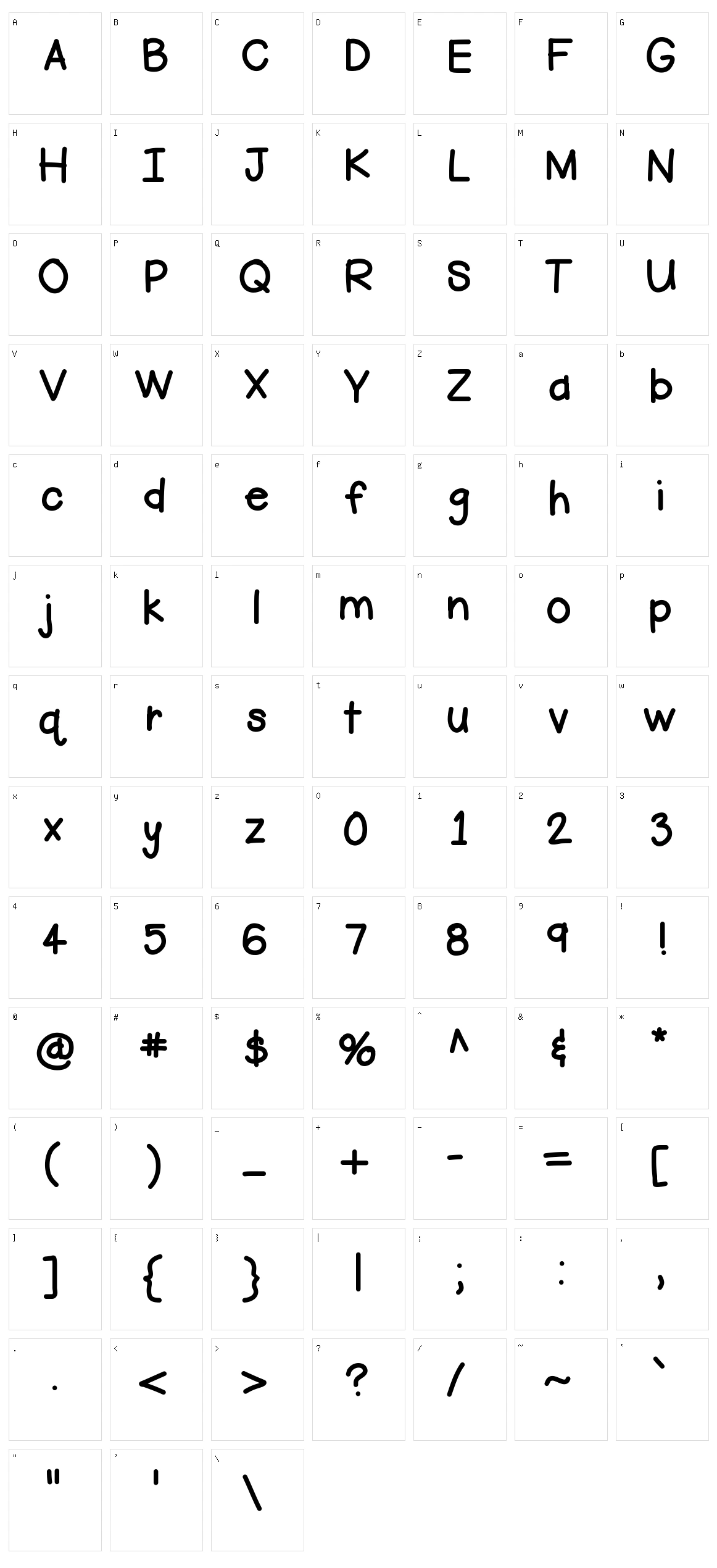 Hello Firstie Character Set