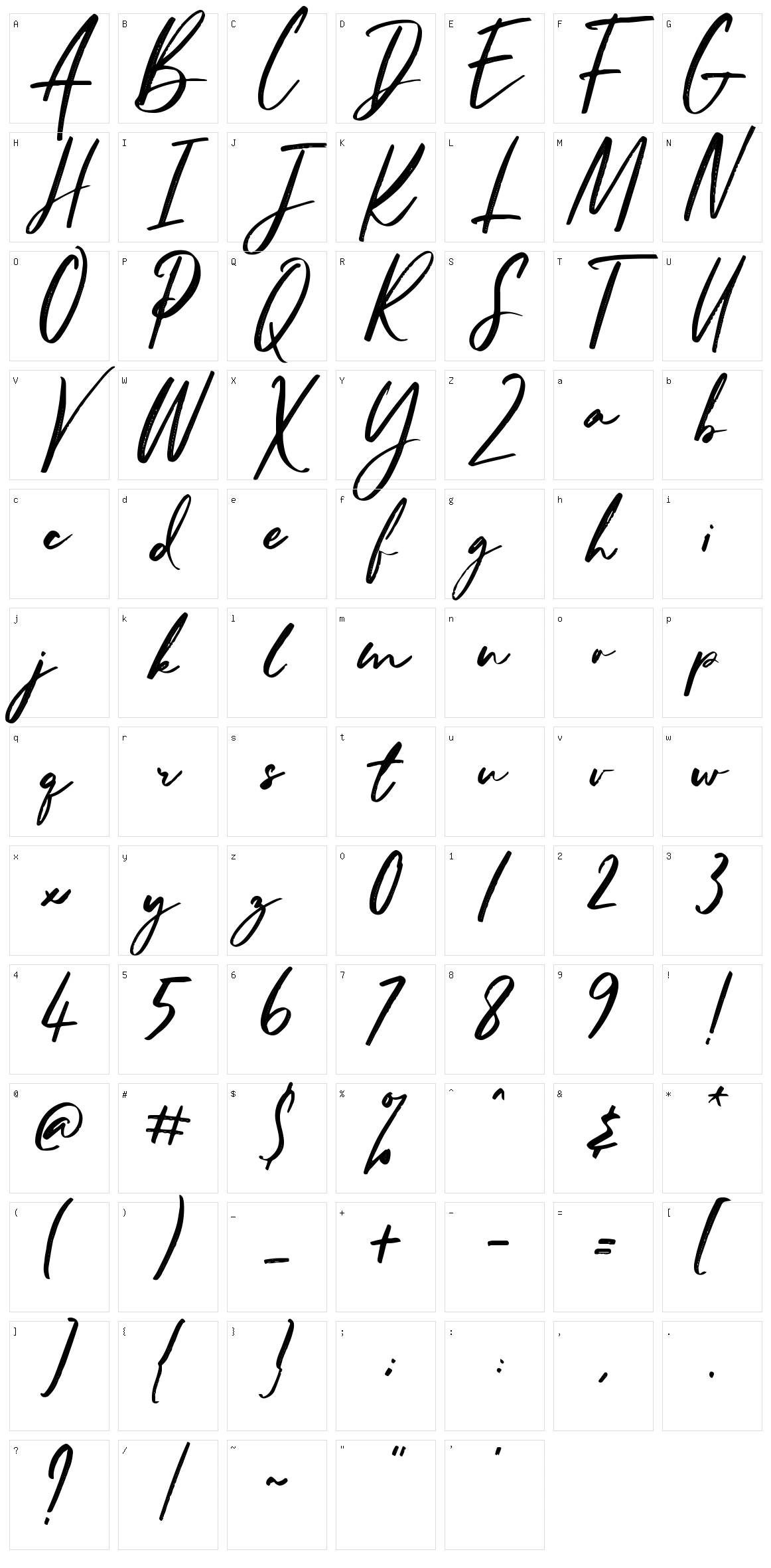 Hello Gorgeous Script Character Set