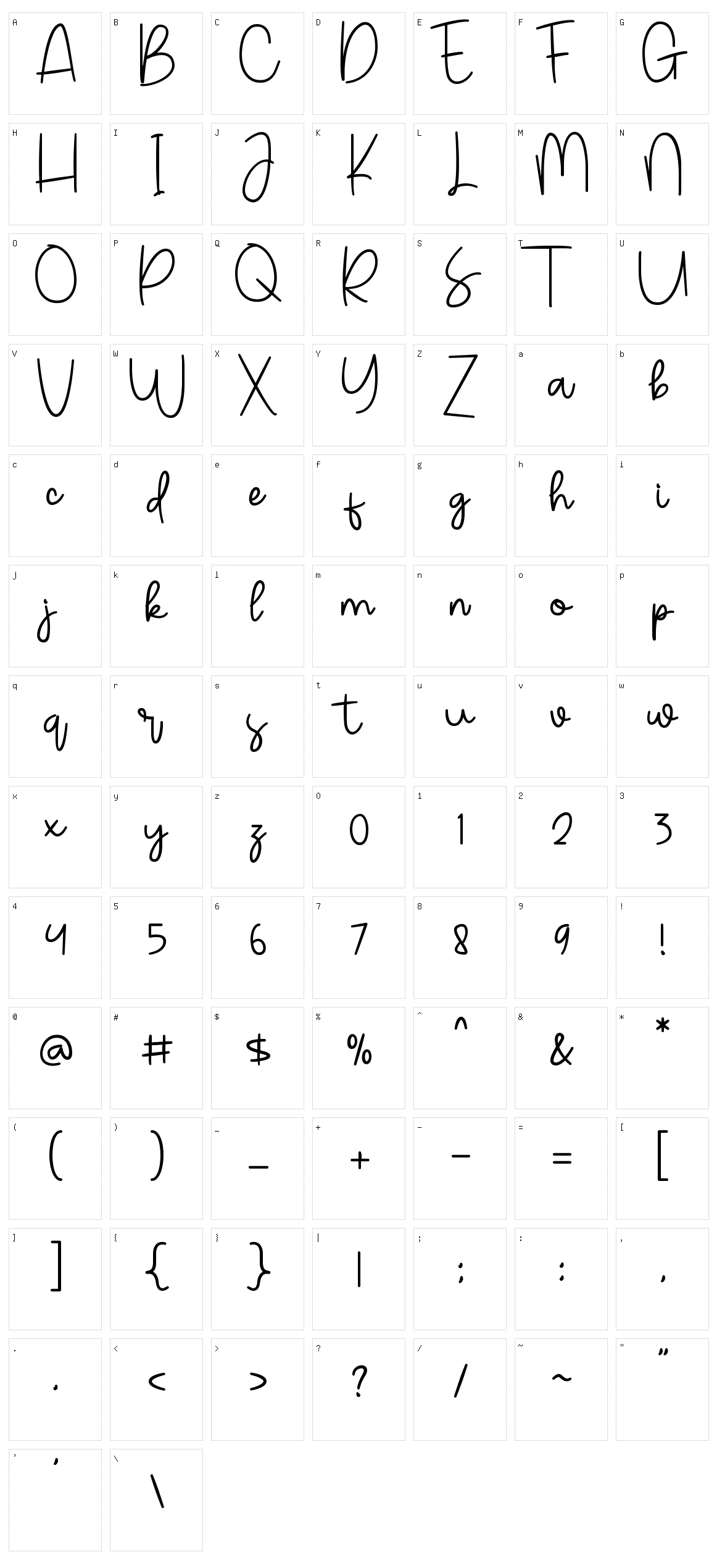 Hello Middlenight Character Set