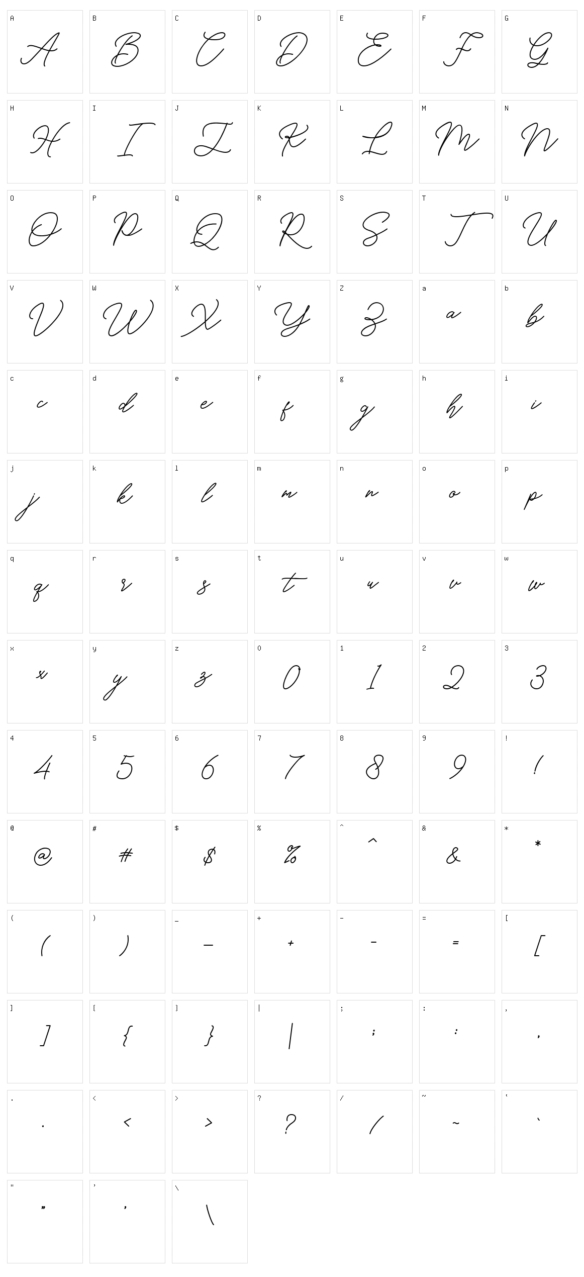 Hello Signature Character Set
