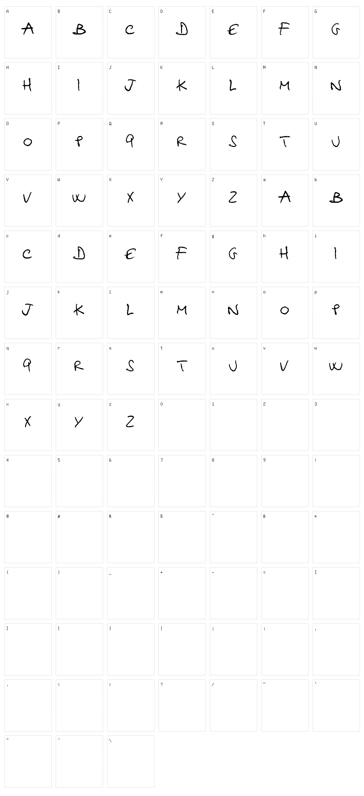 Hellphabet Character Set