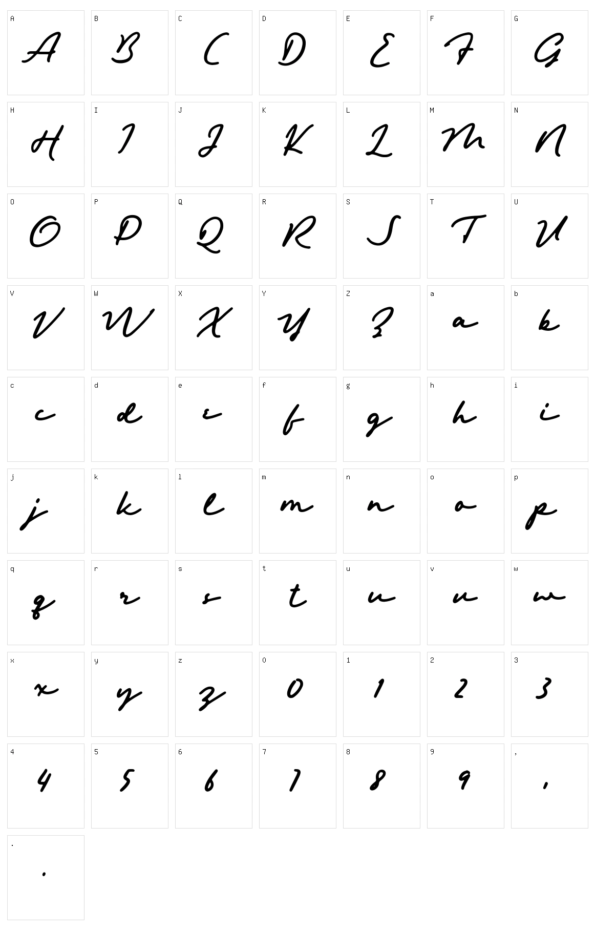 Hemisphers Script Character Set