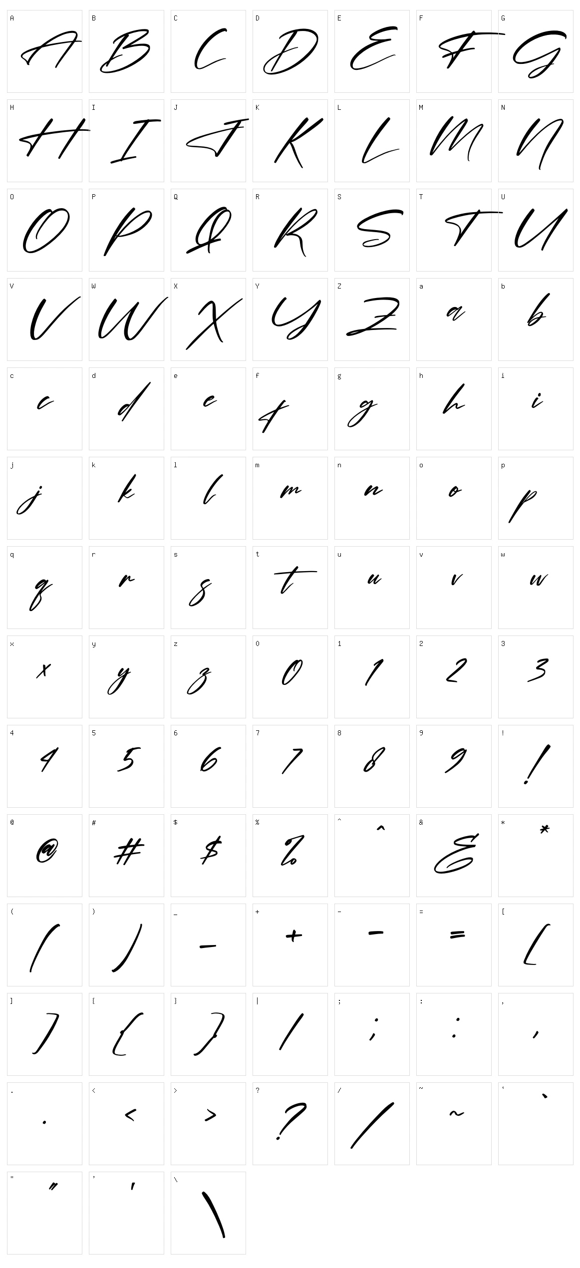 Hendycroft Signature Character Set