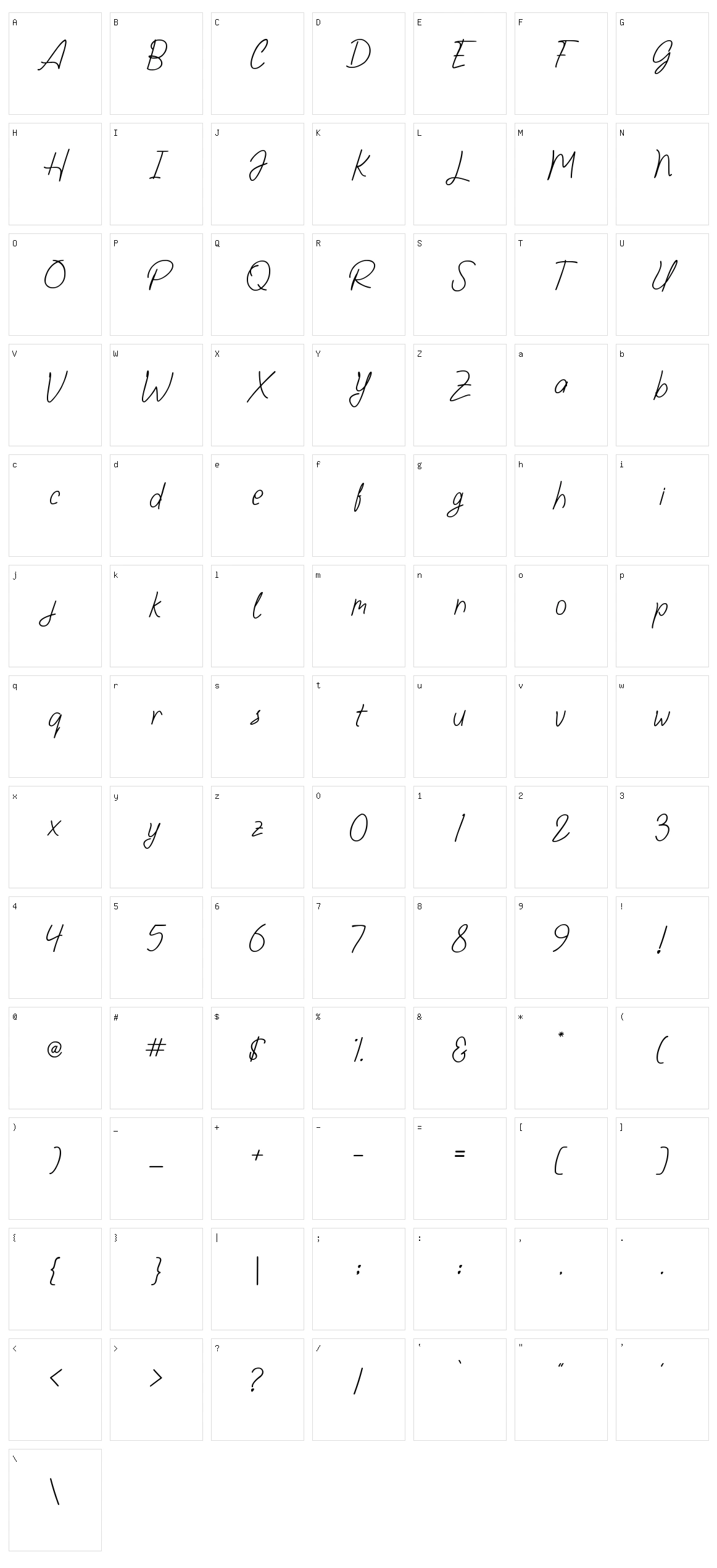 Hendyka Character Set