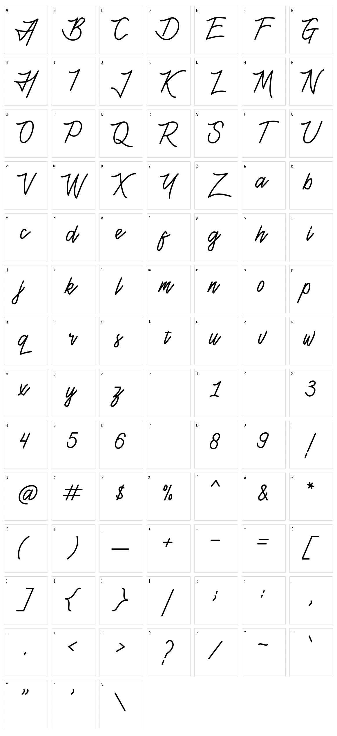 Henshin Script Character Set