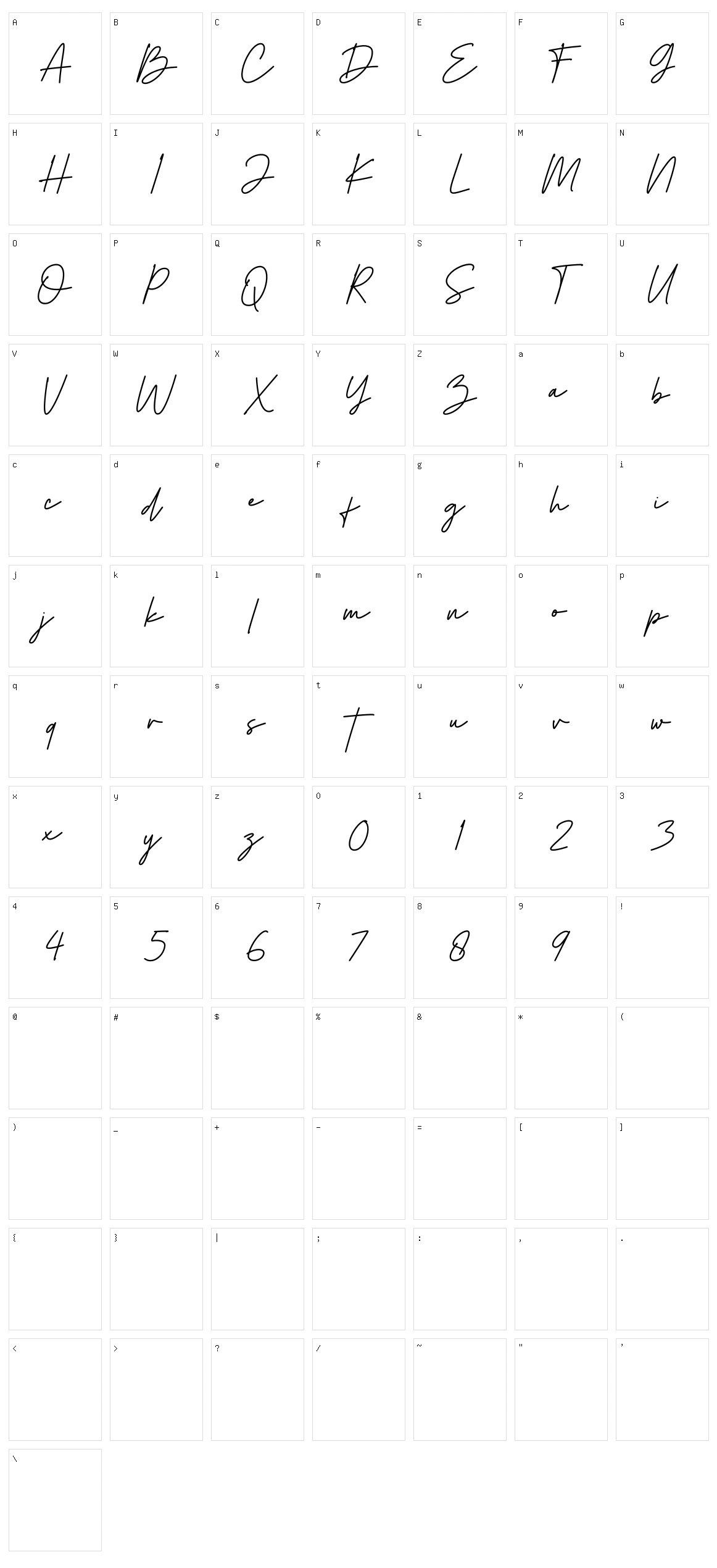 Herstton Signature Character Set