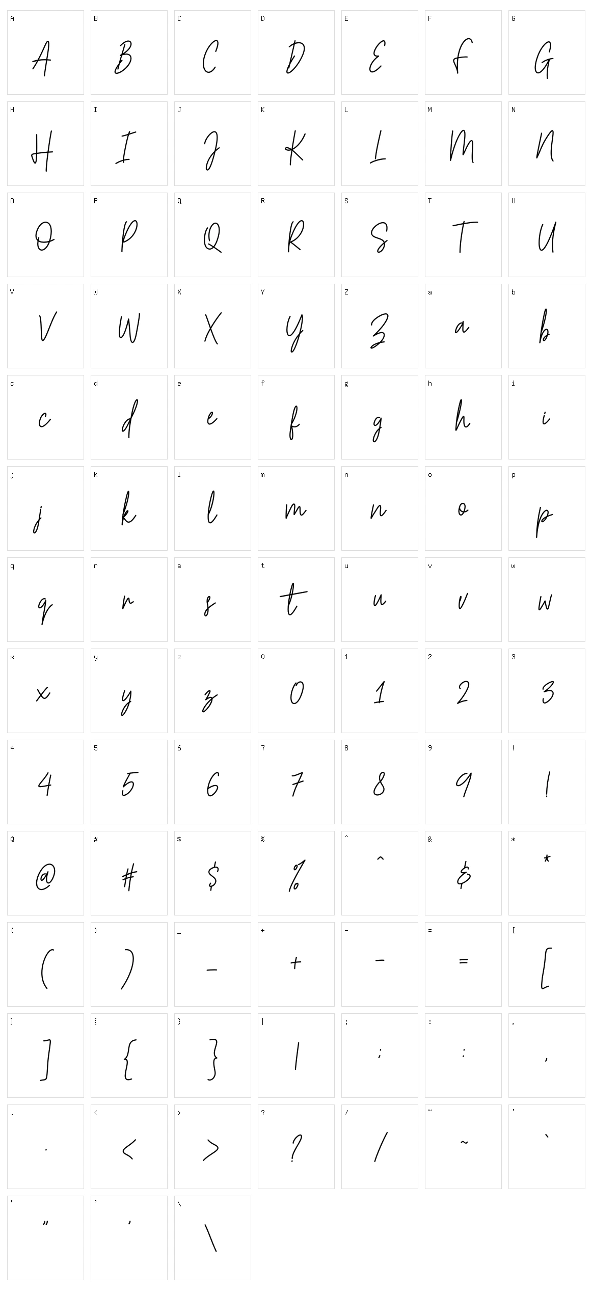 Hesterica Character Set