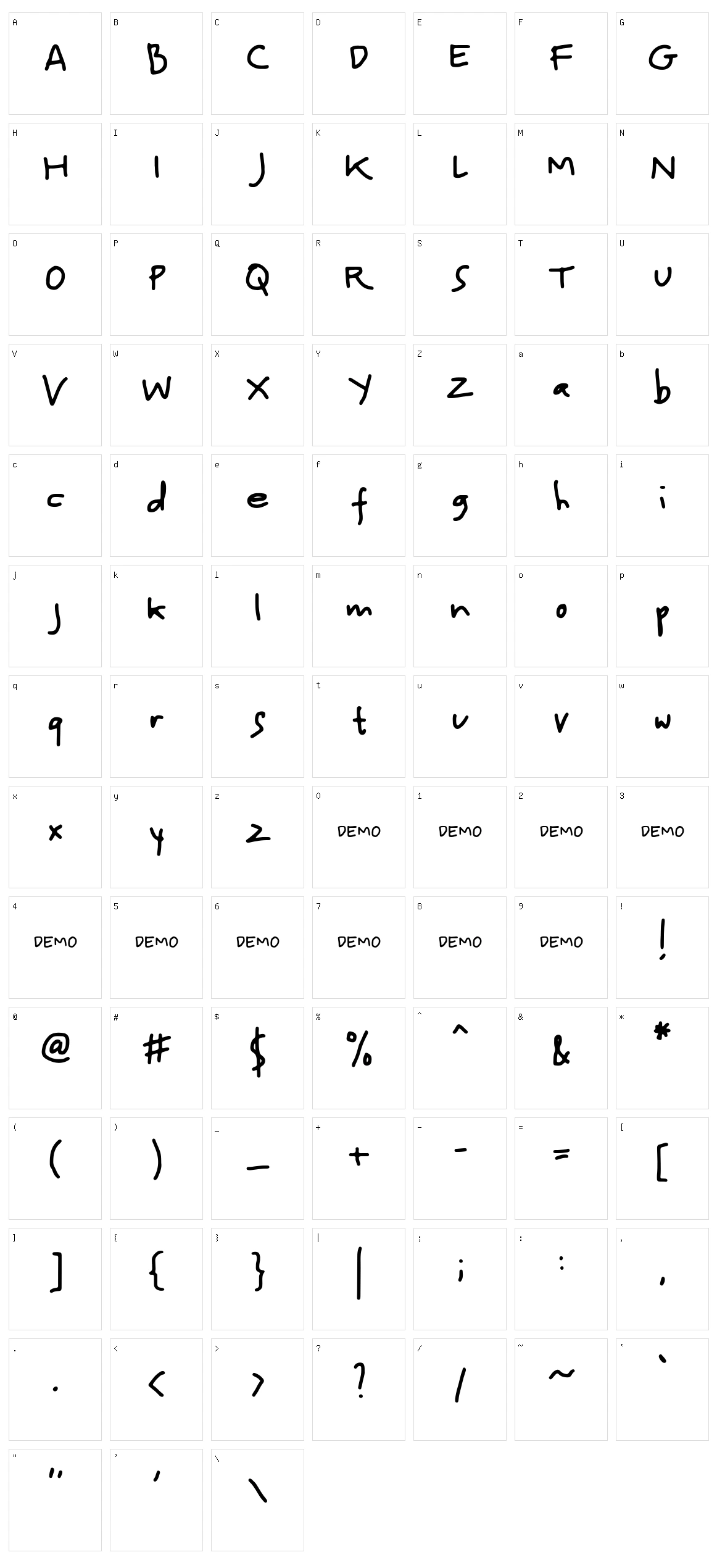 Hidalgo Character Set