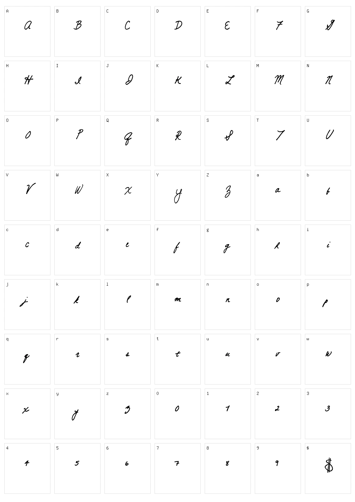 High Boat Character Set