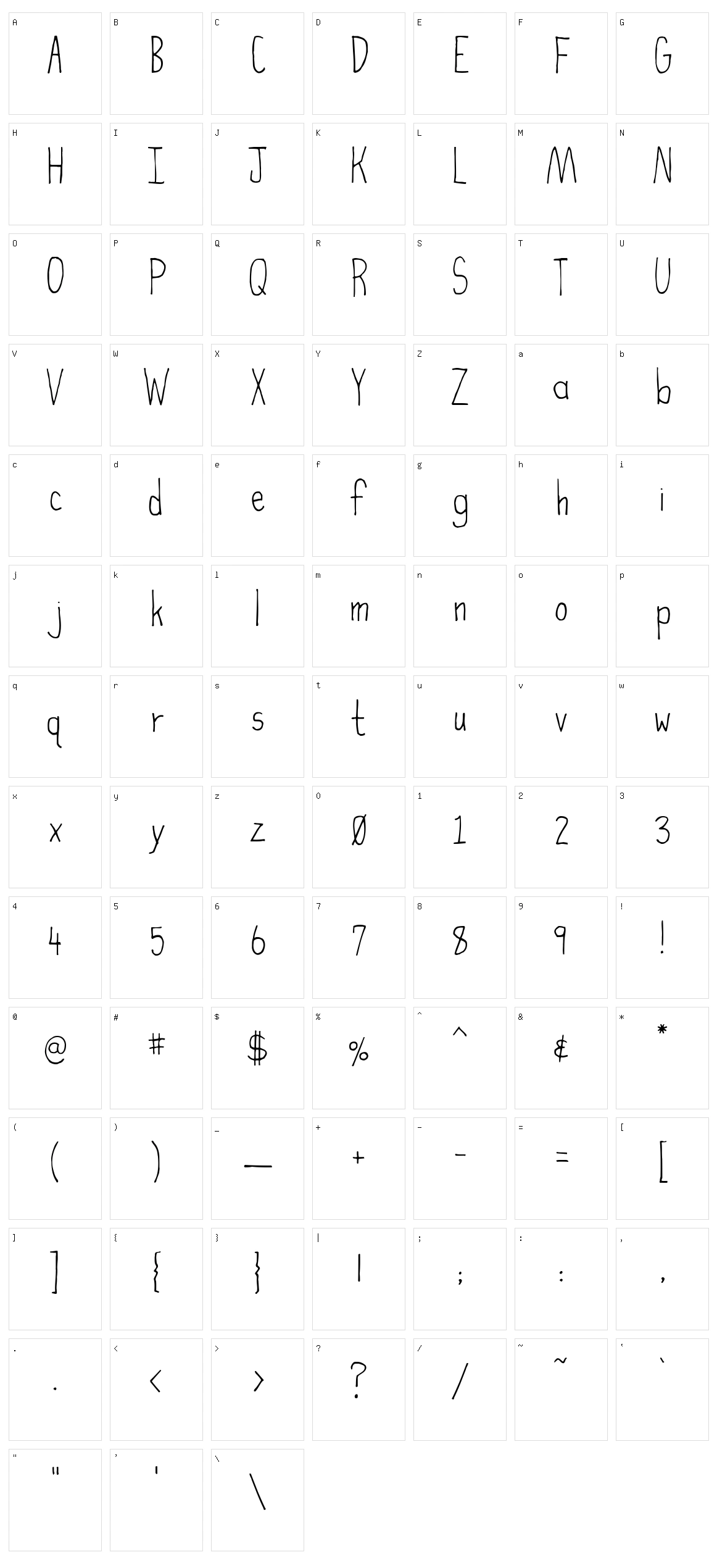 High Fiber Character Set