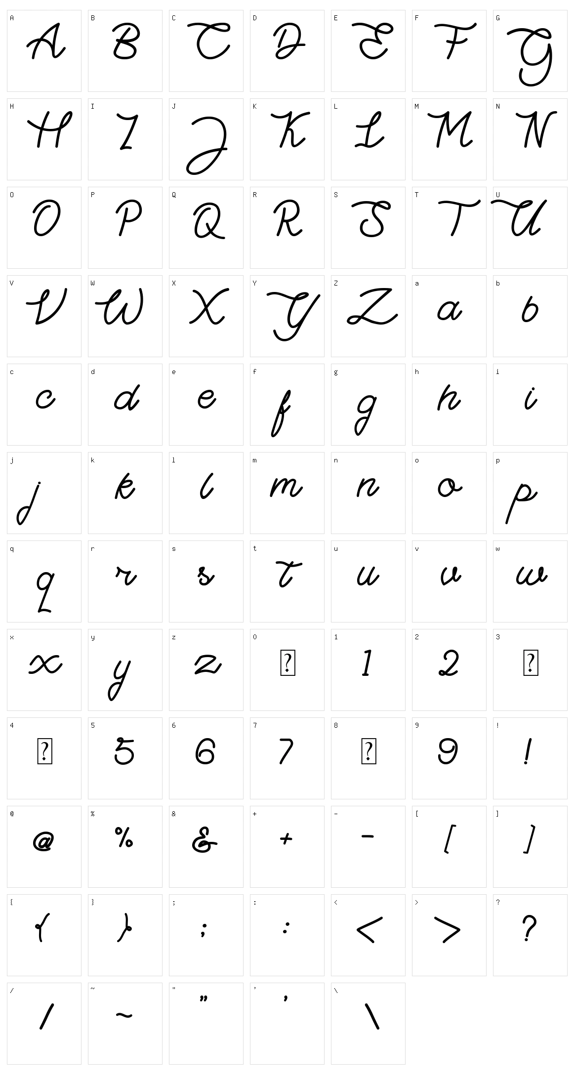 Highday Script Character Set