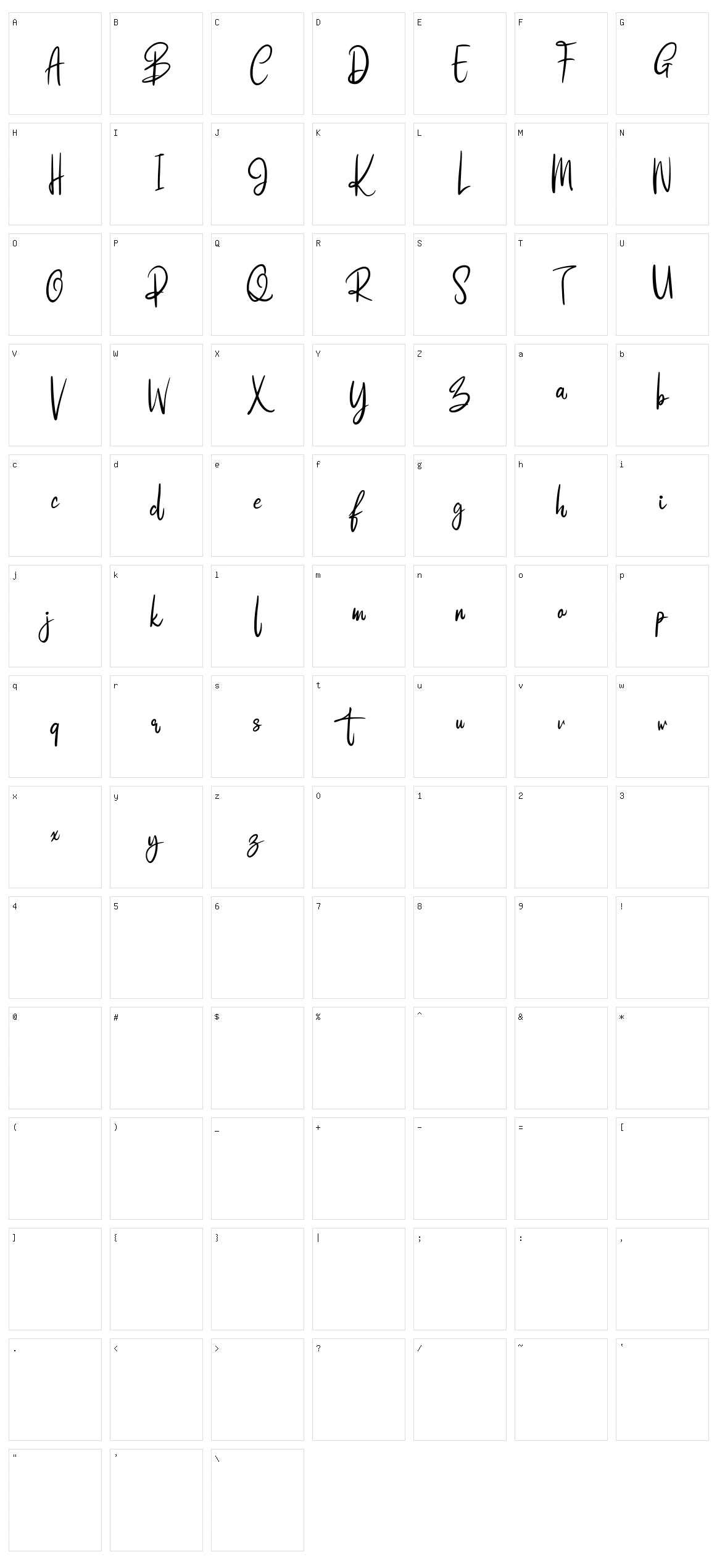 Higlays Character Set