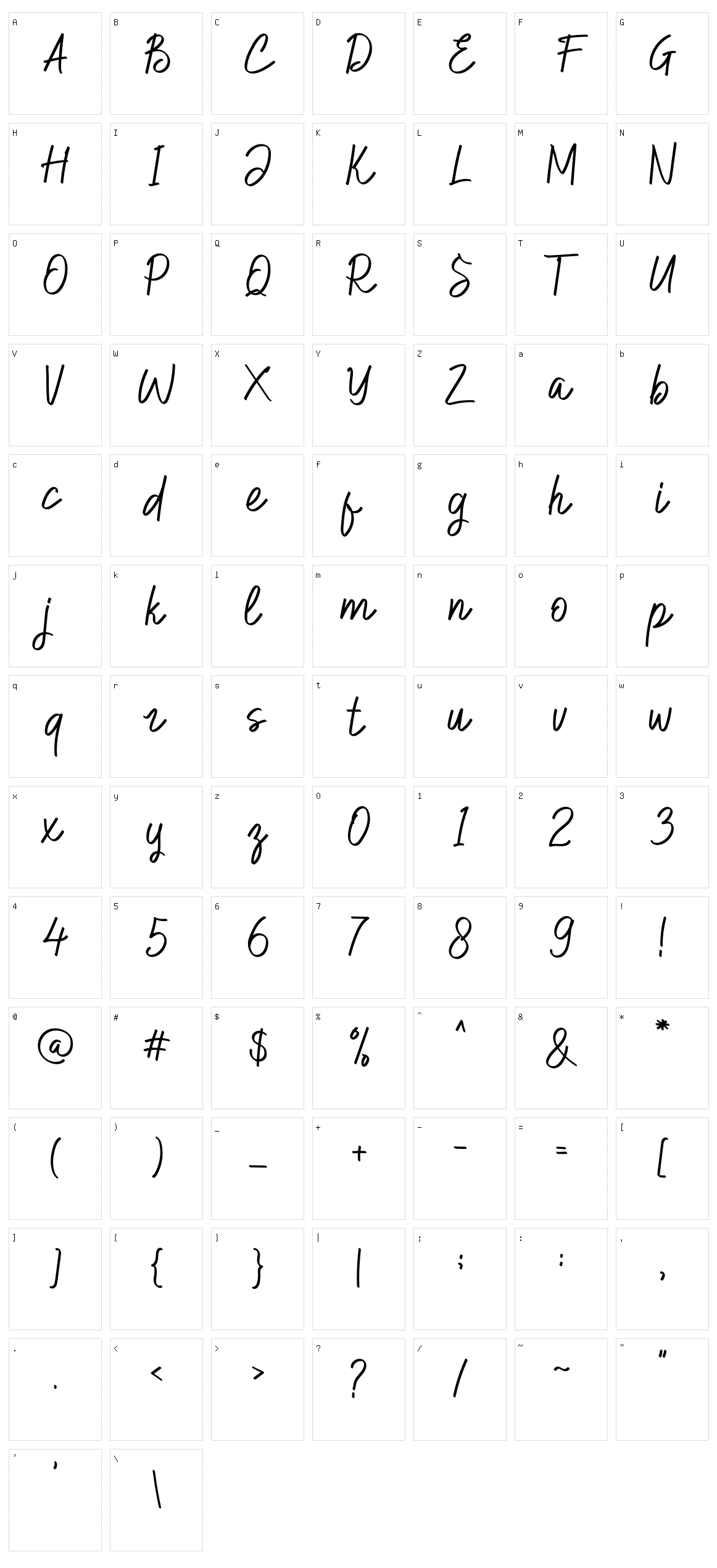 Hilburg Script Character Set