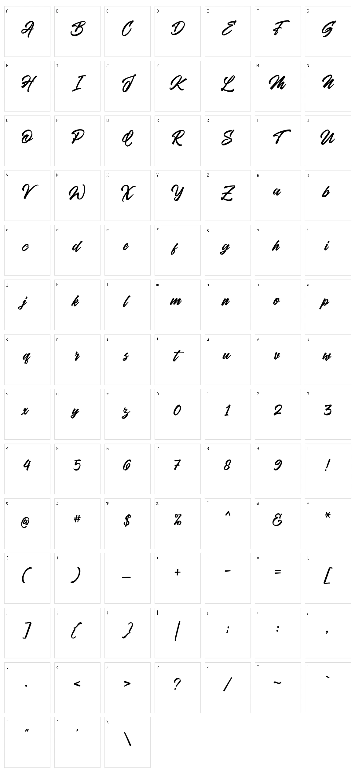 Hockie Script Character Set