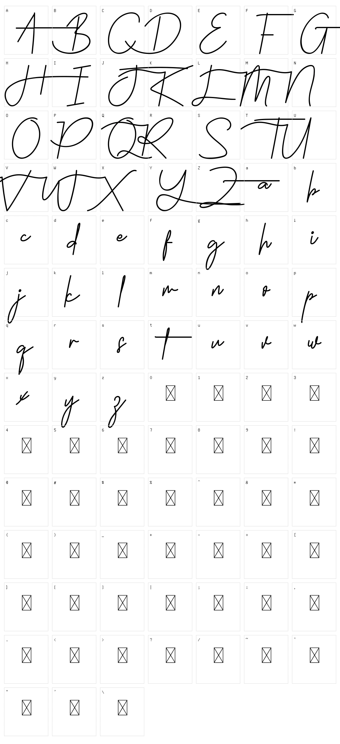 Holdsmith Character Set