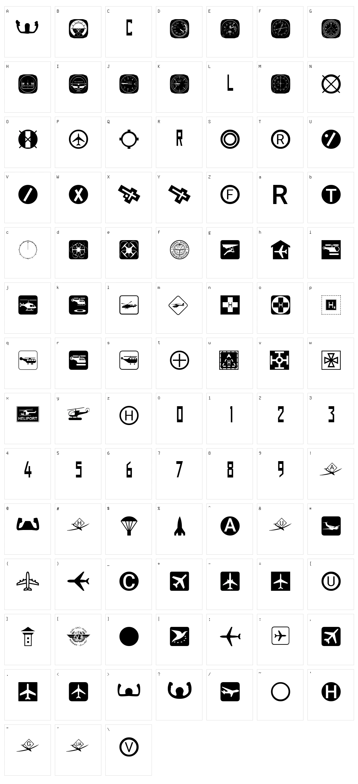 Aviation Character Set