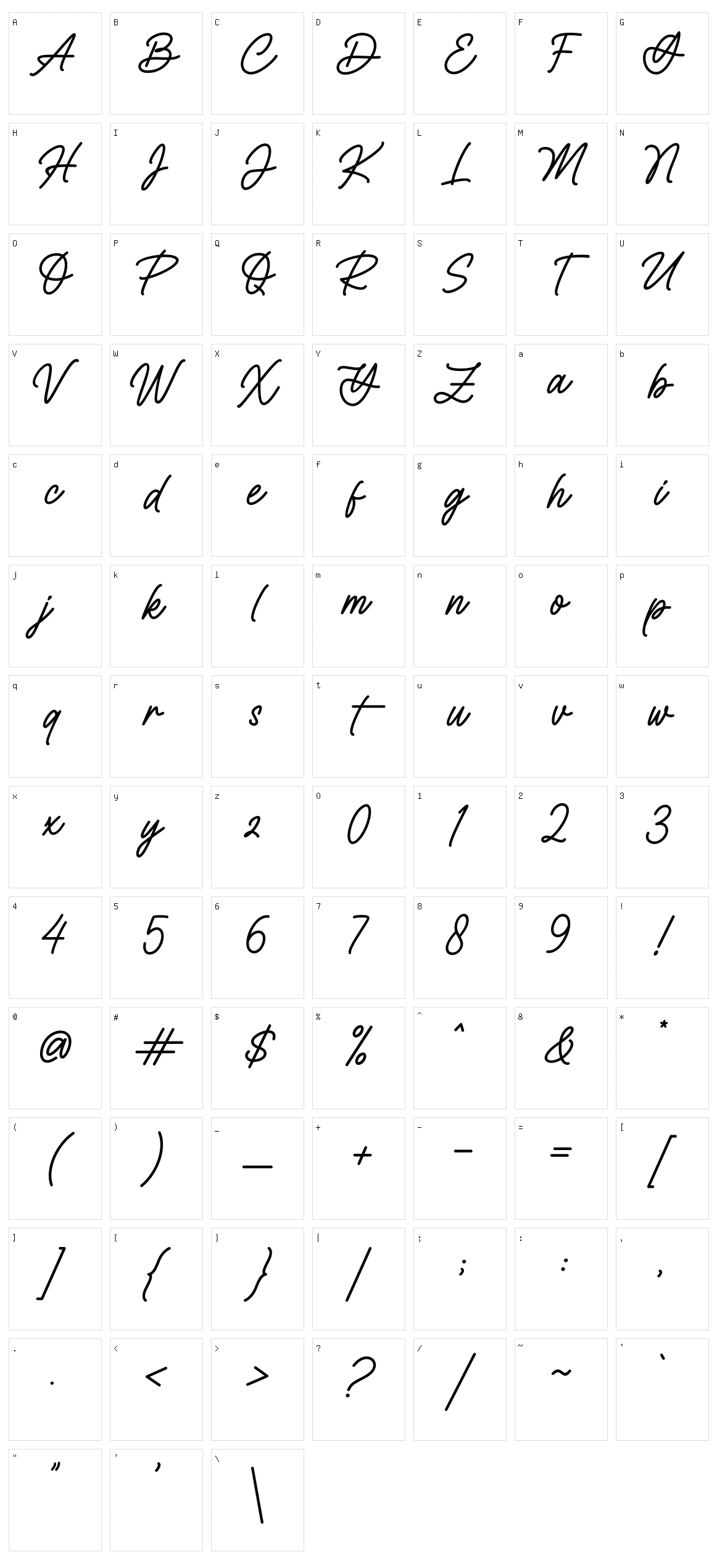 Holidream Character Set