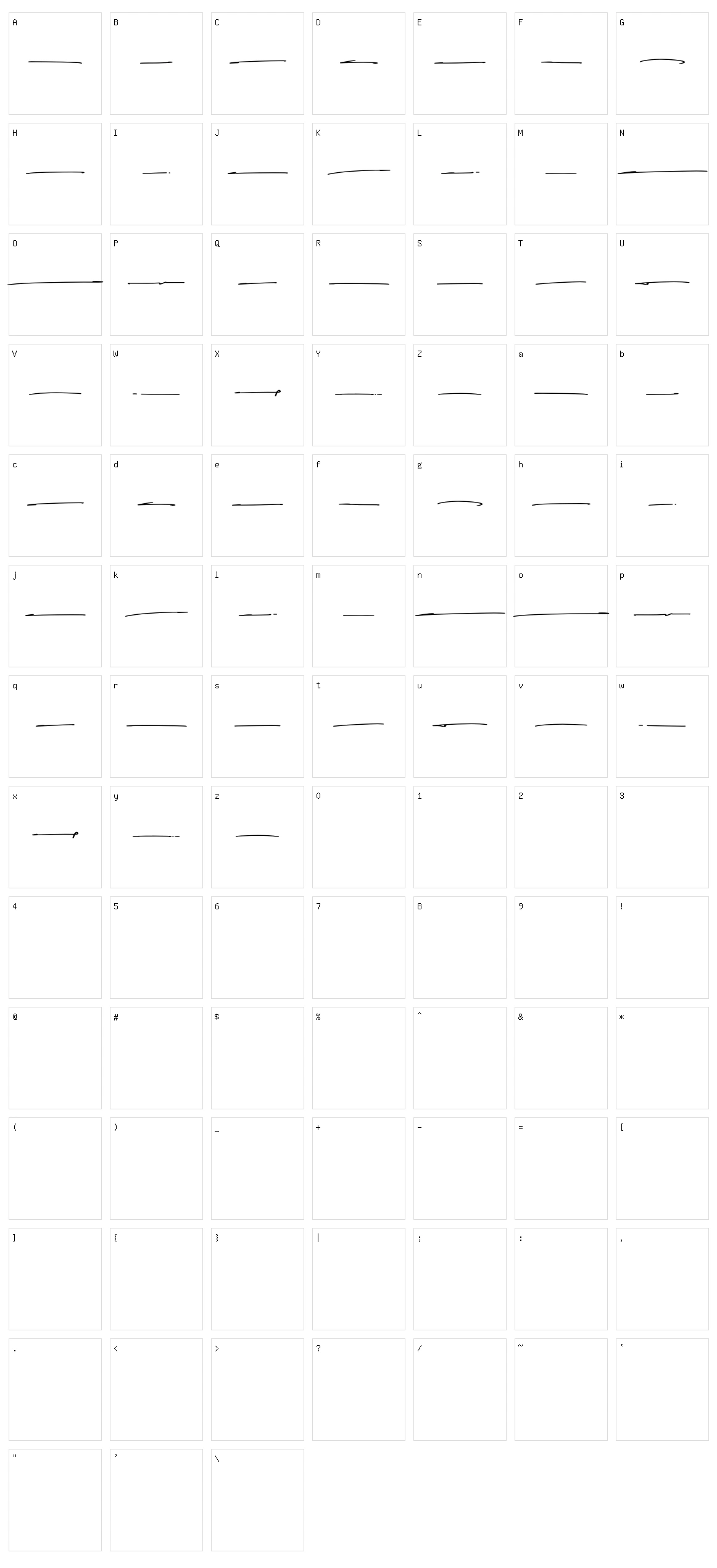 Holimount Character Set