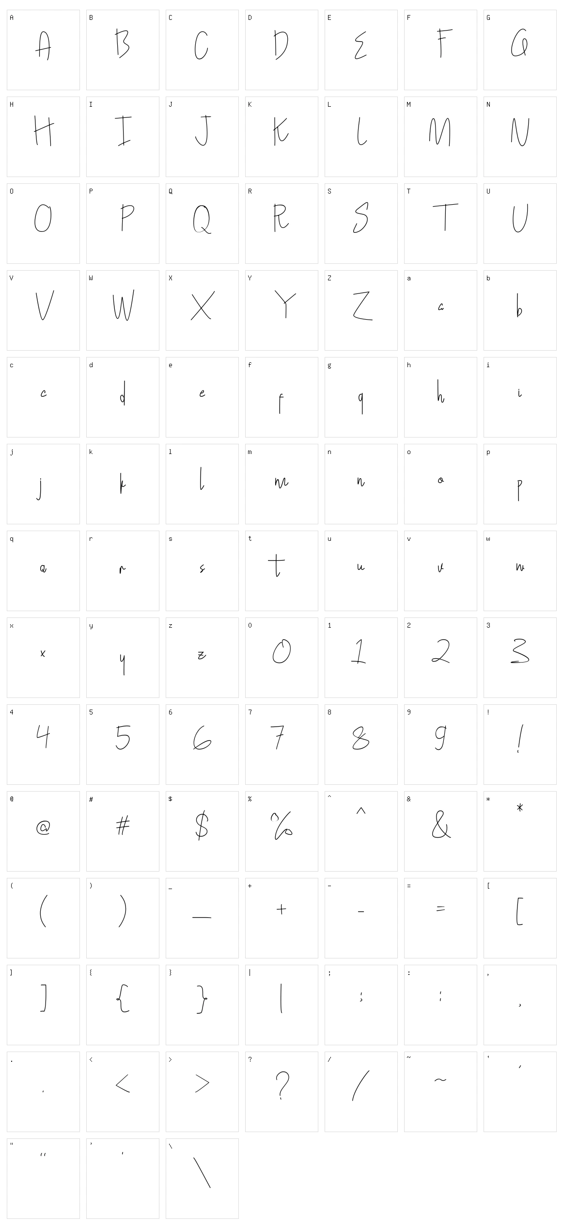 Hollen Amare Script Character Set