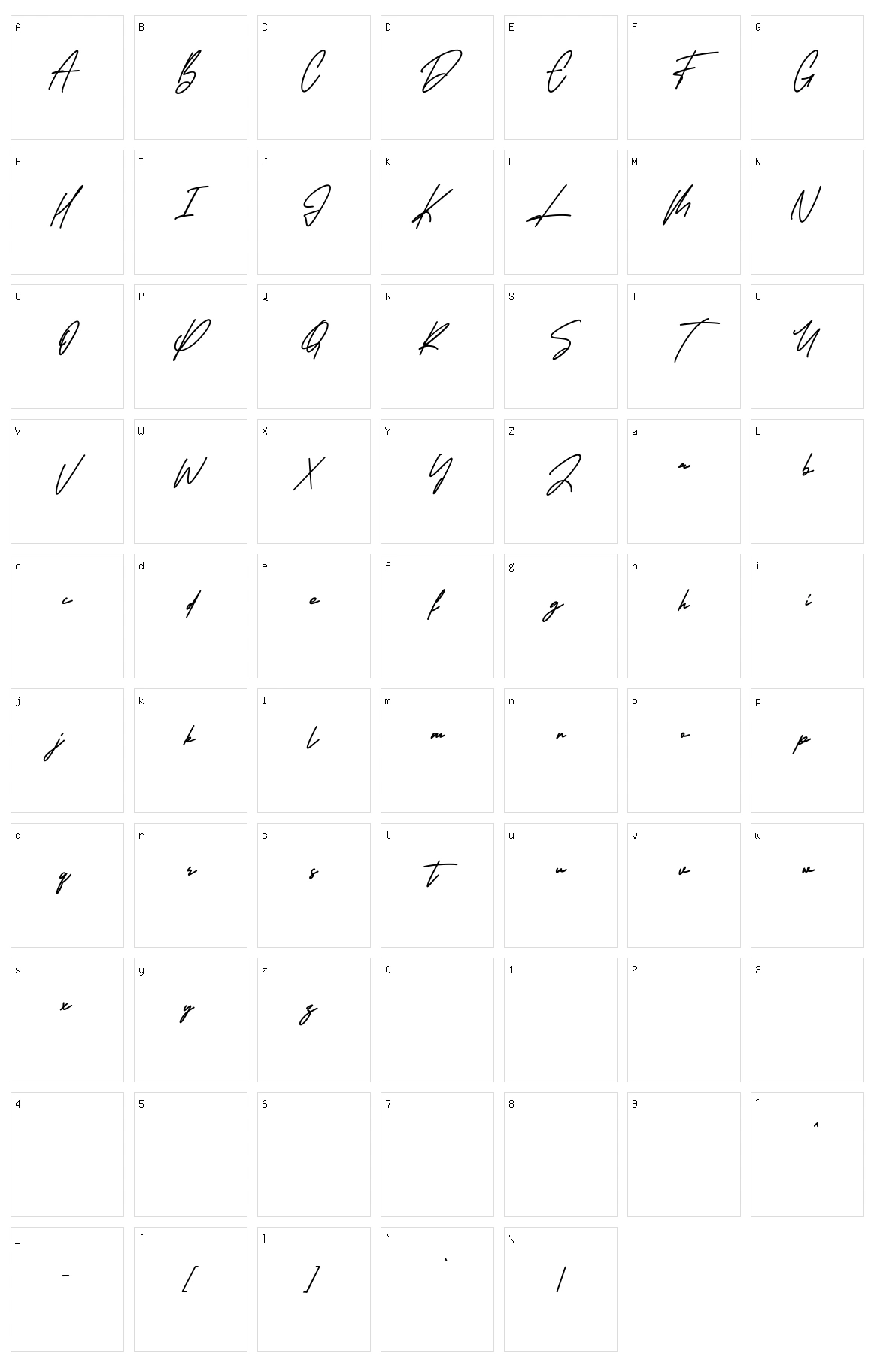 Hollestik Character Set