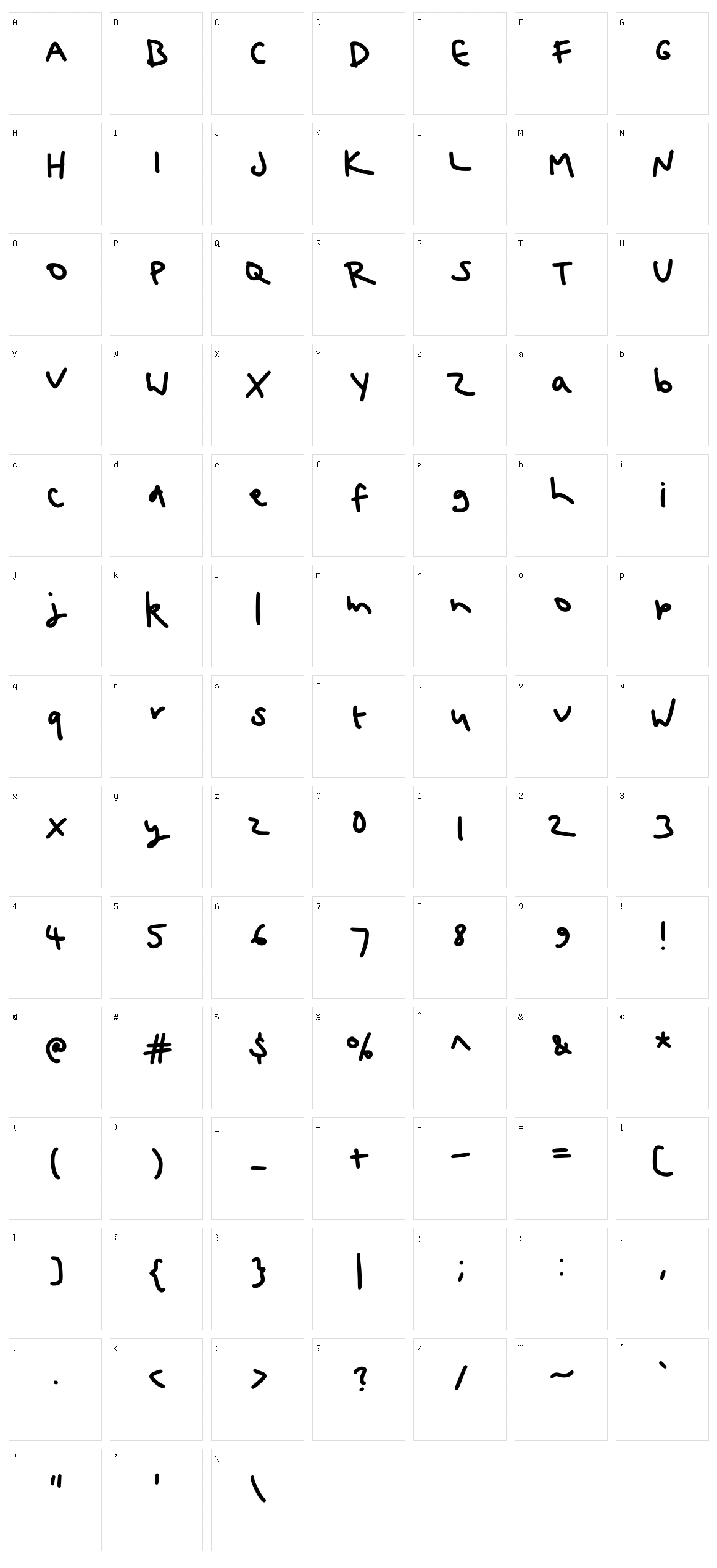 Hollies Fat Scribble Character Set