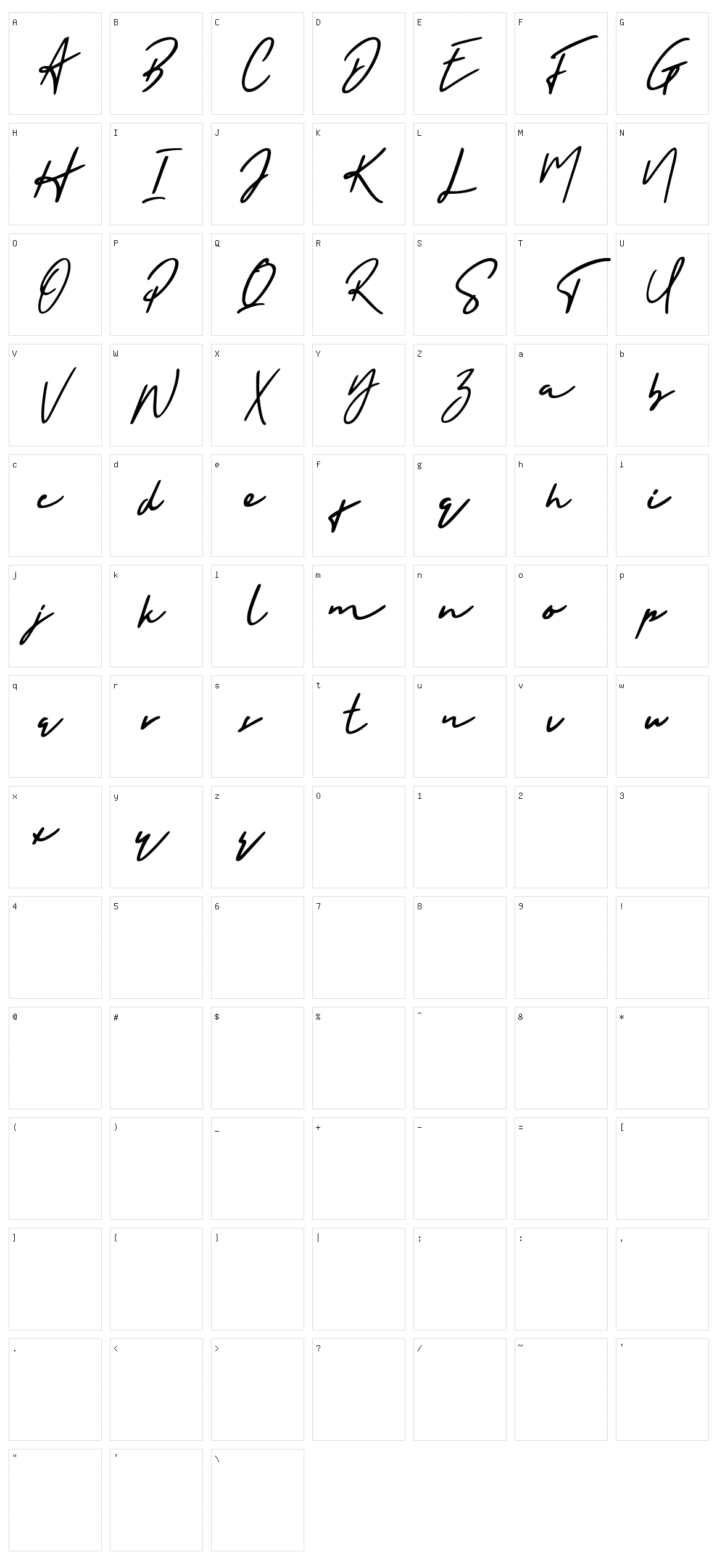 Holligate Signature Character Set