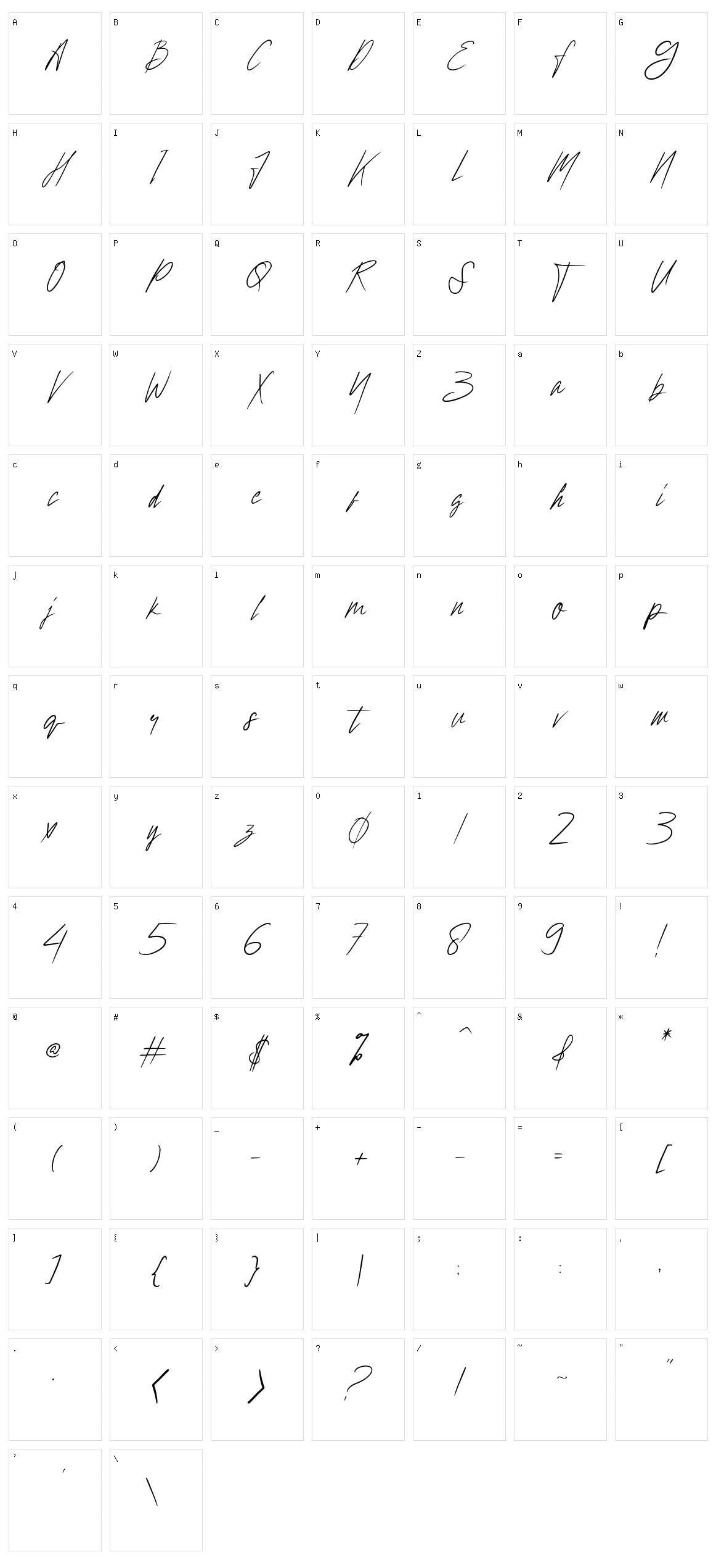 Hollywise Character Set