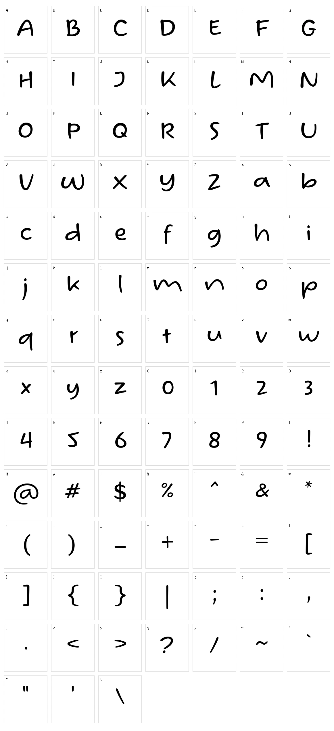 Homade McRacken Character Set