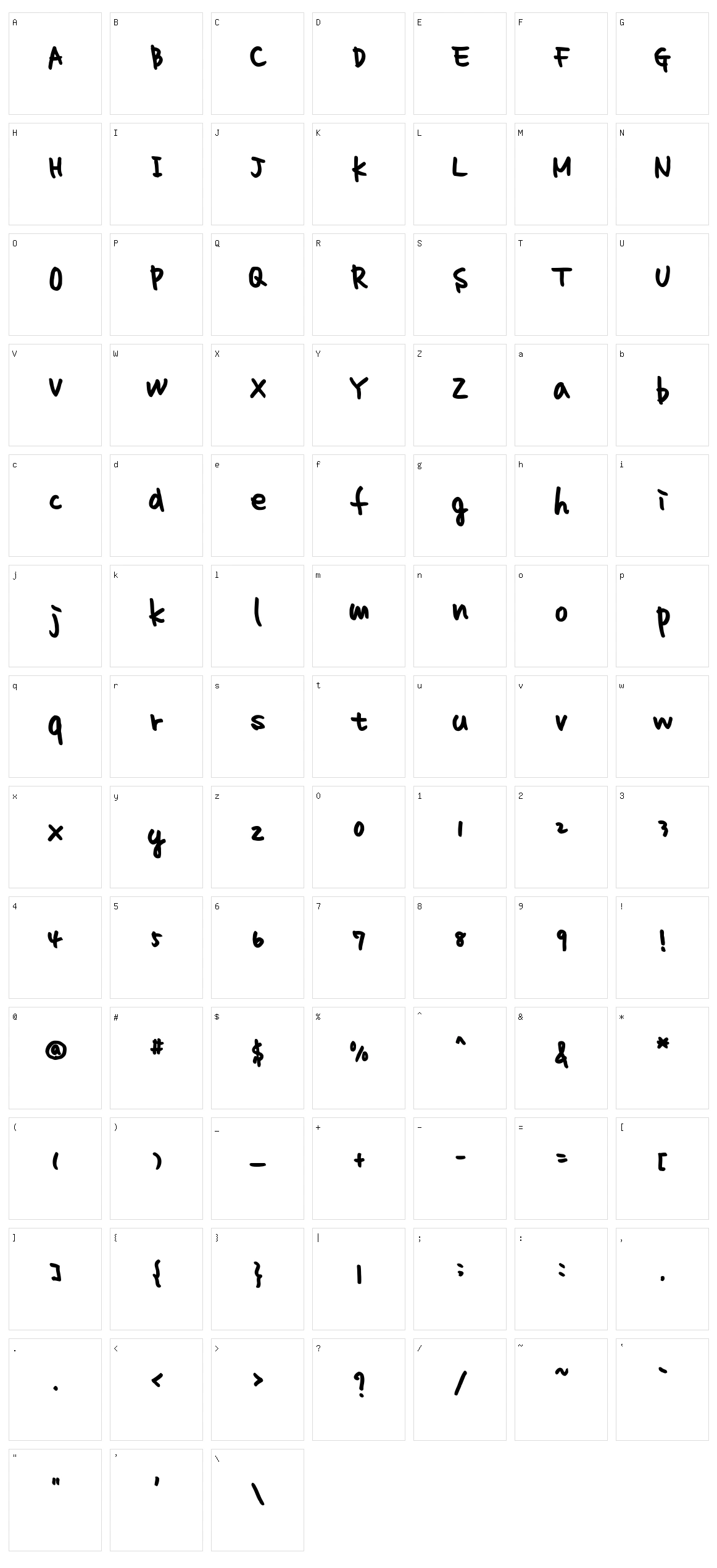 Homework Character Set
