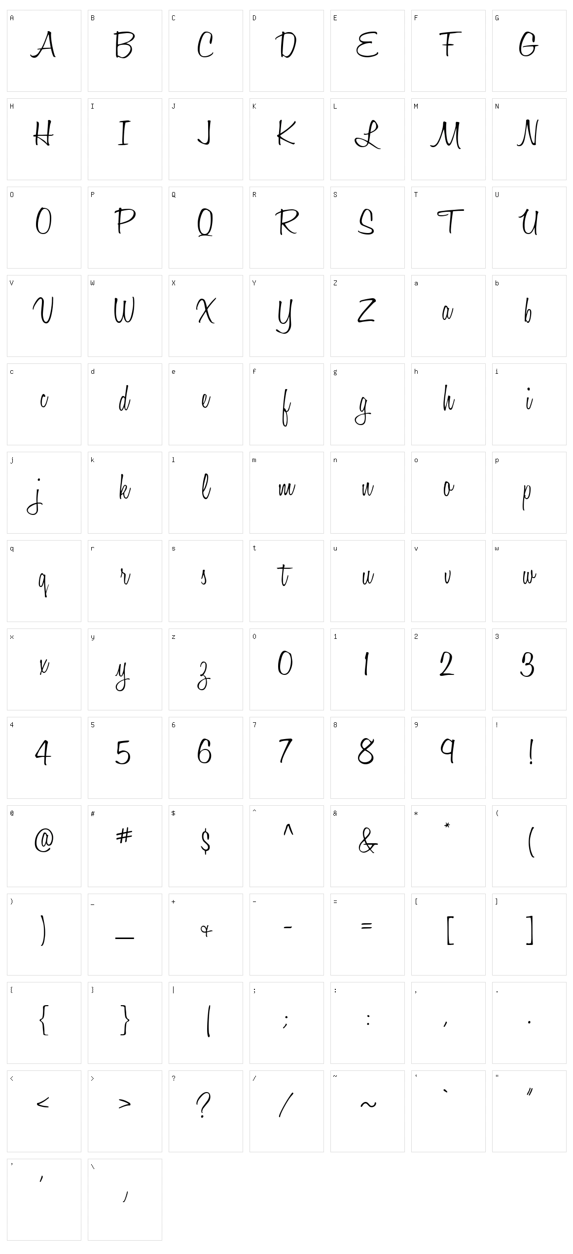 Honey Script Character Set