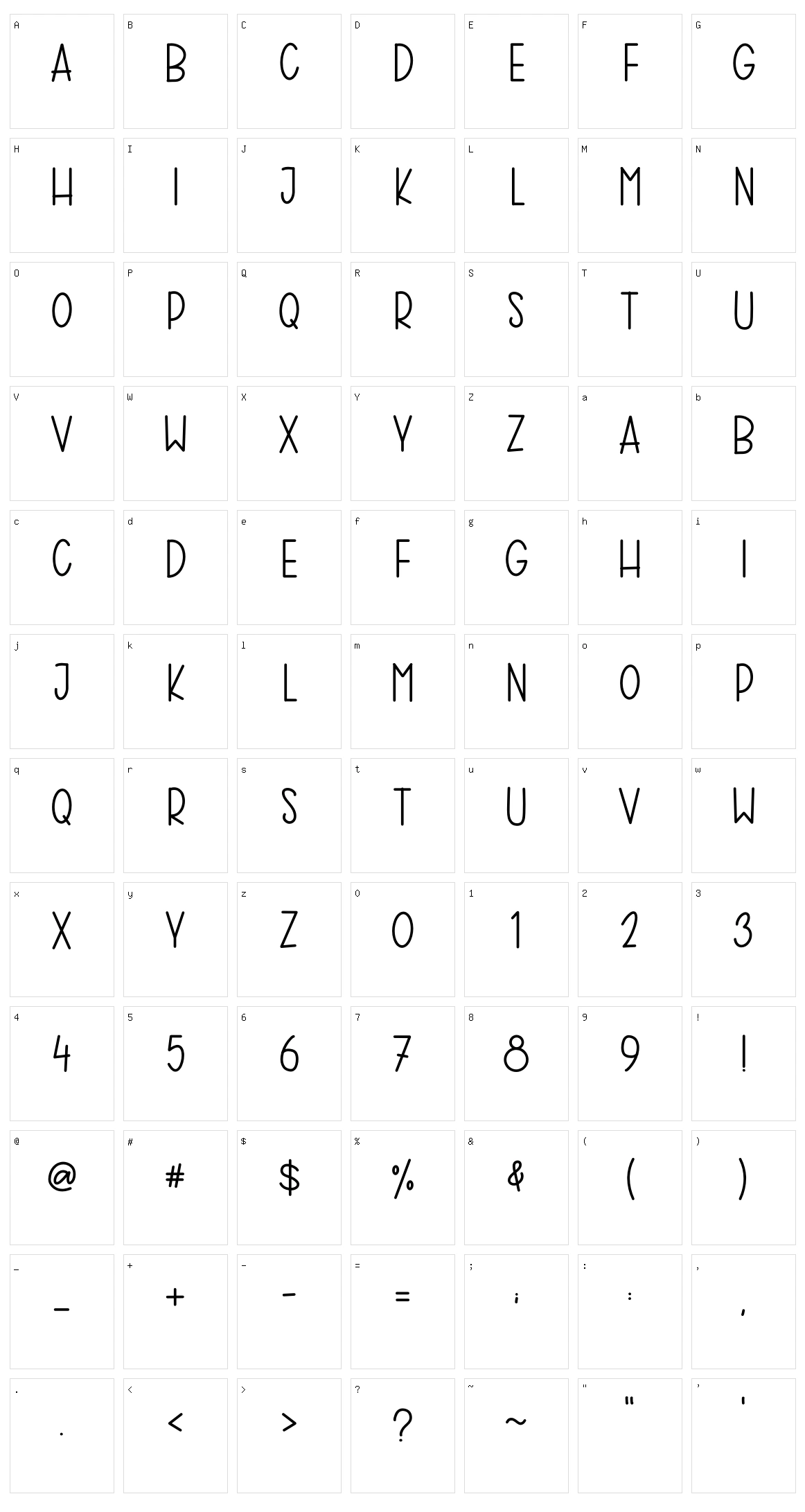 Honeycome Character Set