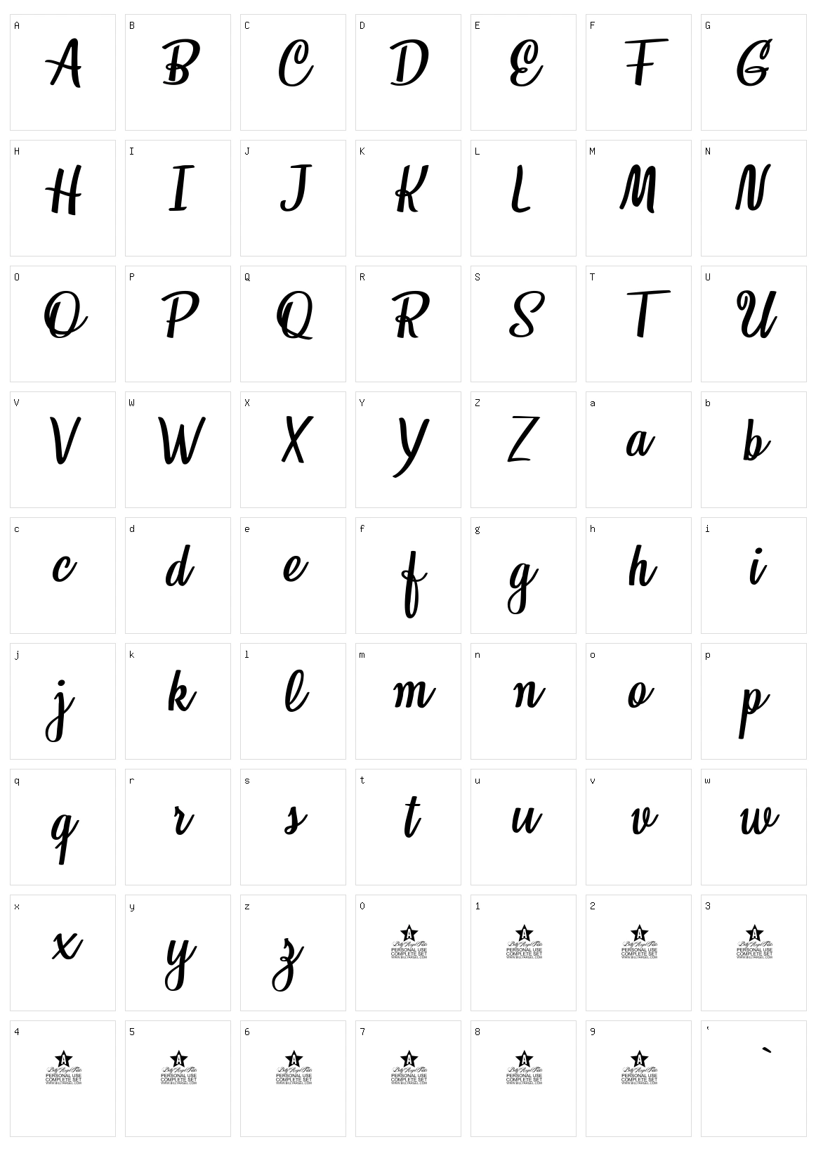 Honeymoon Character Set