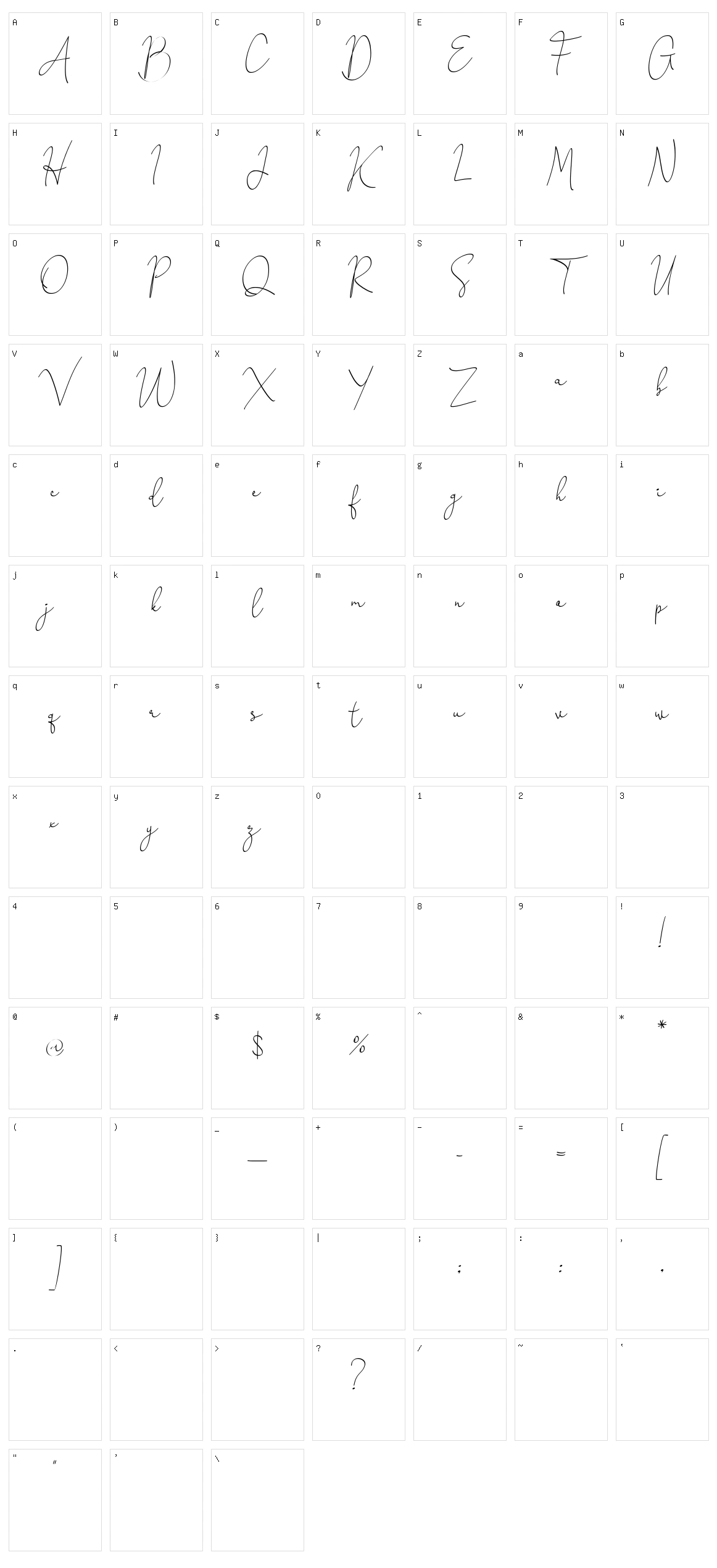 Honeymoon Avenue Script Character Set