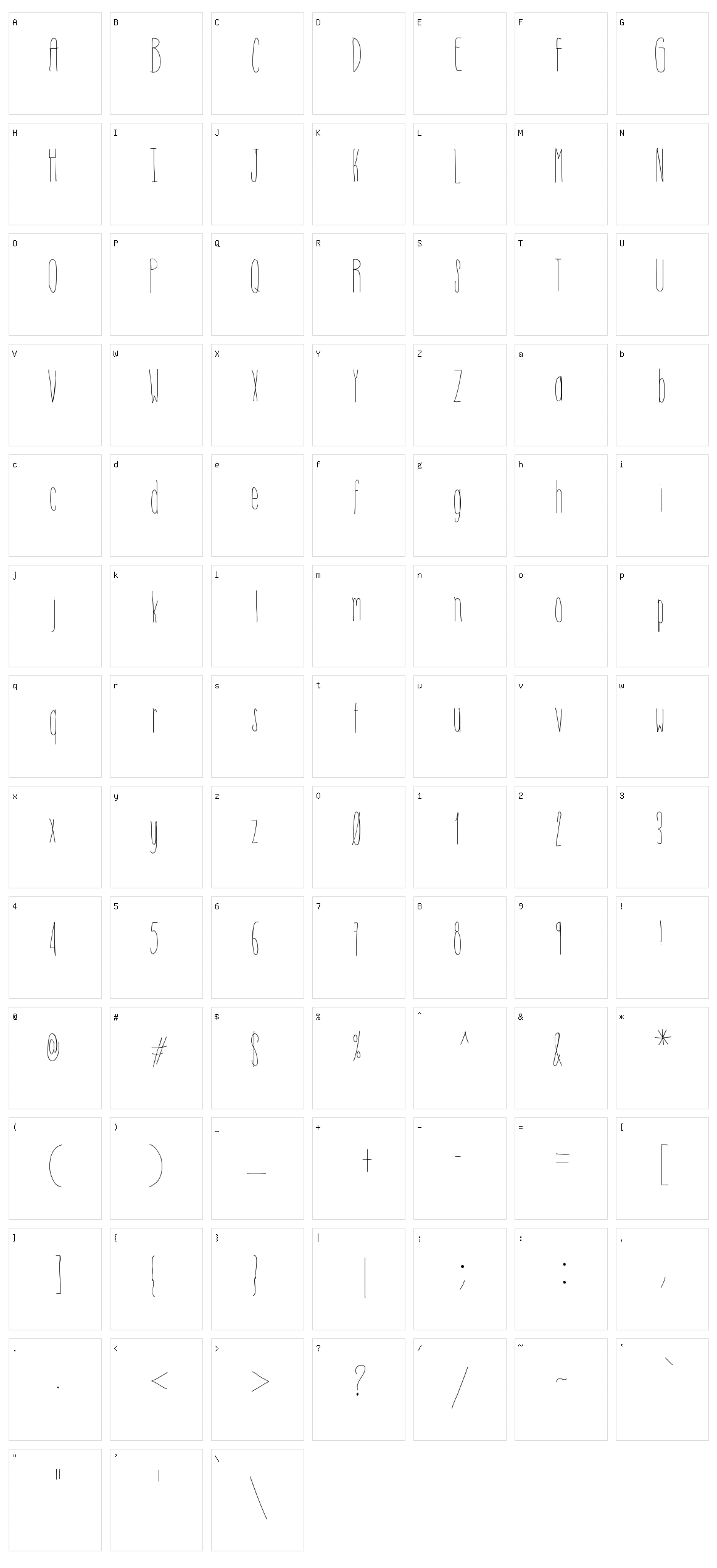 Hsf Skinny Towers Character Set