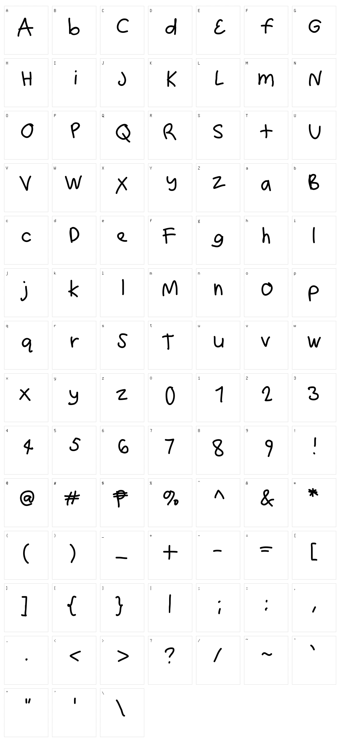 Hundrighting Character Set