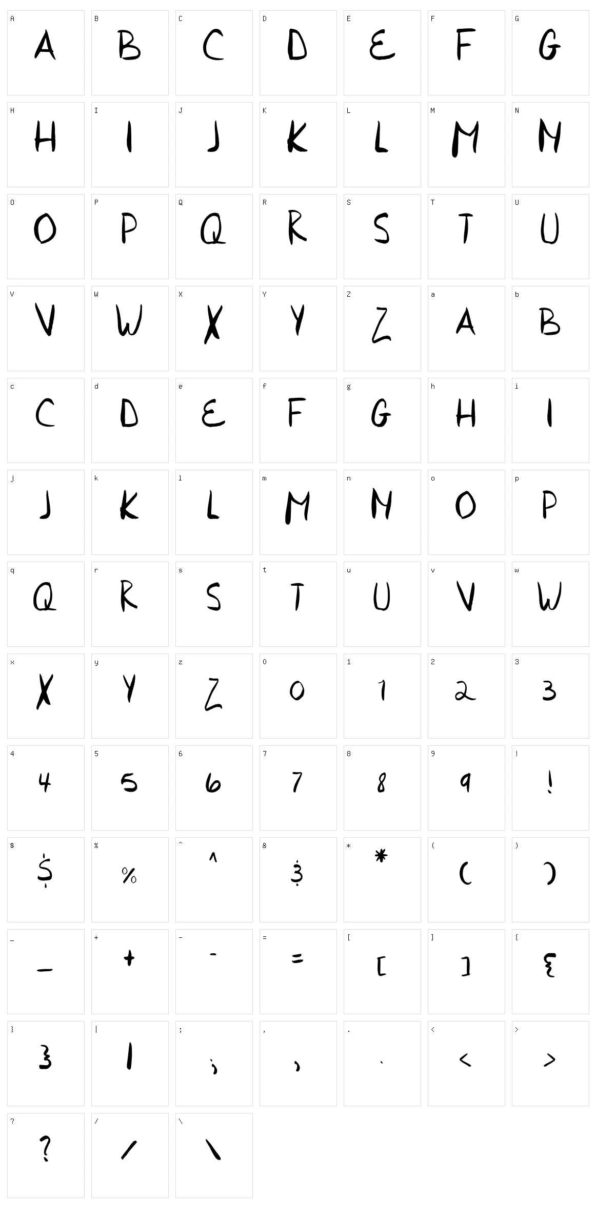 Hurried Hand Character Set