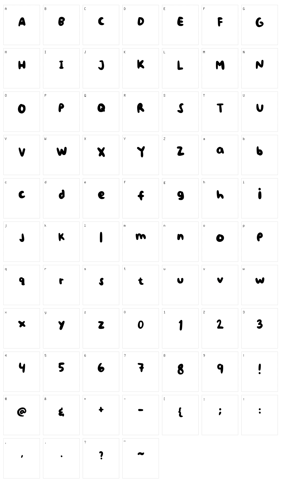 Hurufnya Sheo Character Set