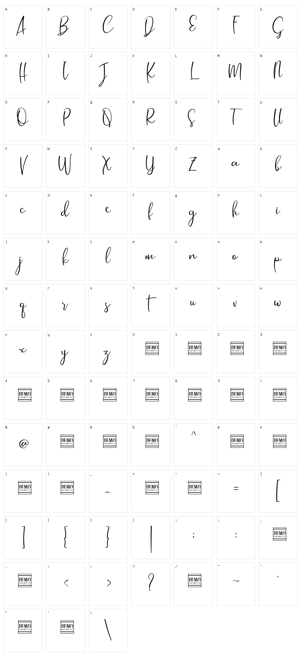 Husterdun Script Character Set