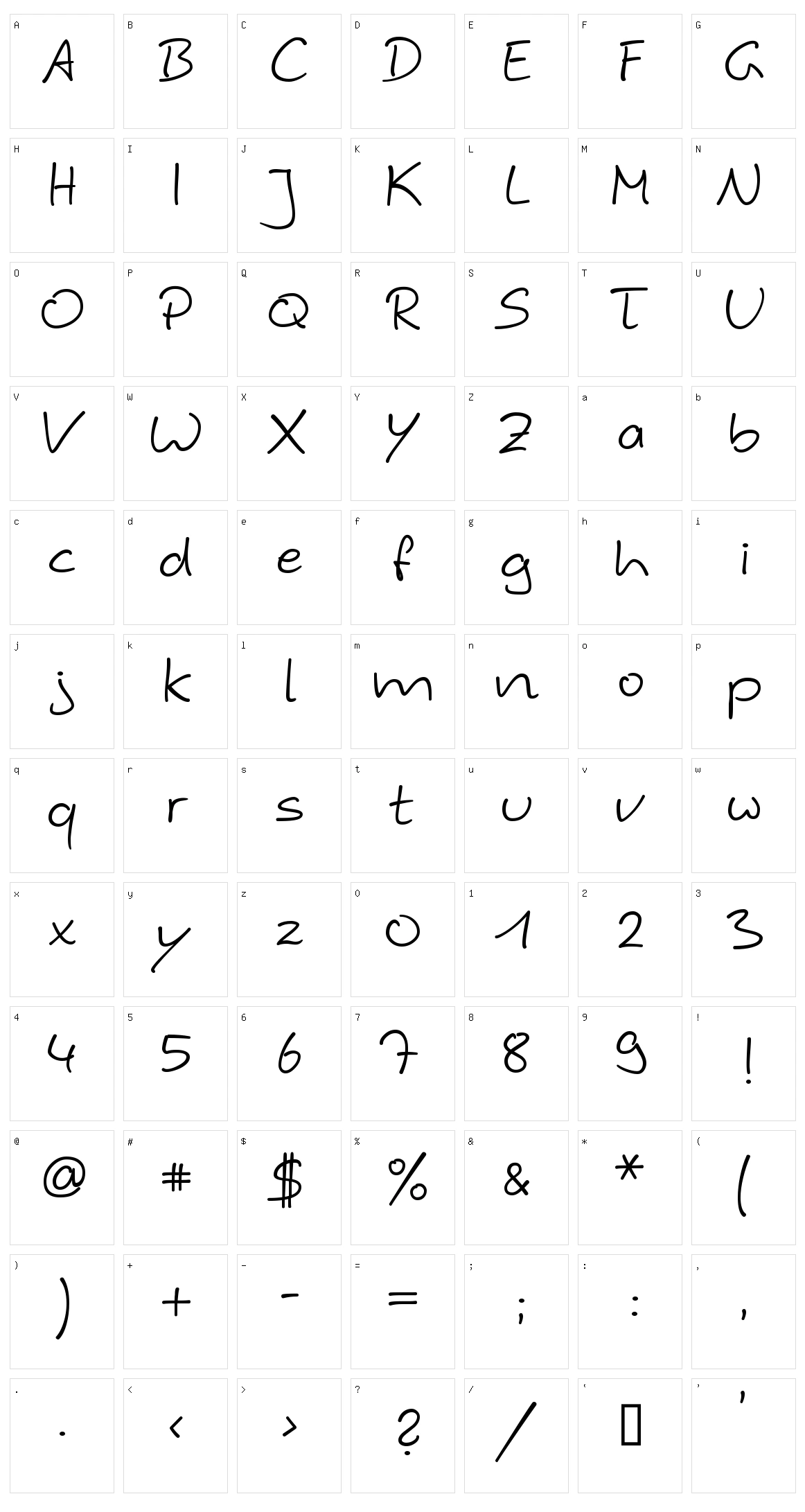 Hybi 4 Script Character Set